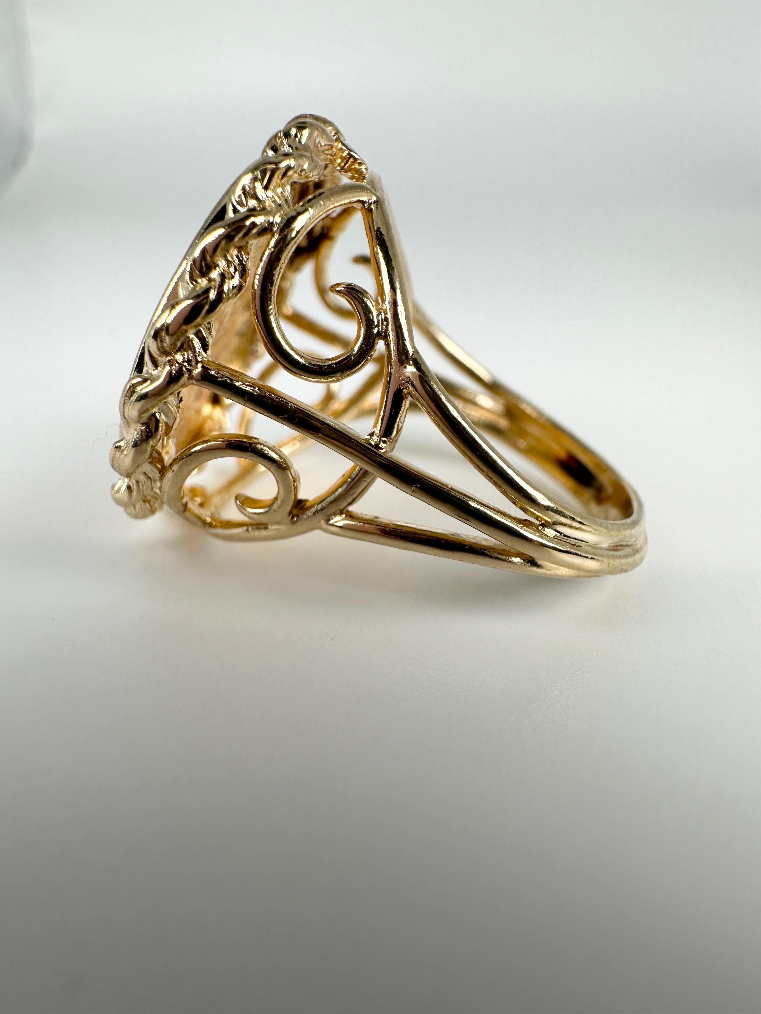 5 dollars liberty coin ring in 14KT yellow gold.

GOLD: 14KT gold

Grams:9.52
size: 7
Item#: 410-00016EET

WHAT YOU GET AT STAMPAR JEWELERS:
Stampar Jewelers, located in the heart of Jupiter, Florida, is a custom jewelry store and studio dedicated