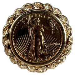 Bague pièce de monnaie Liberté Bague en or jaune 14KT