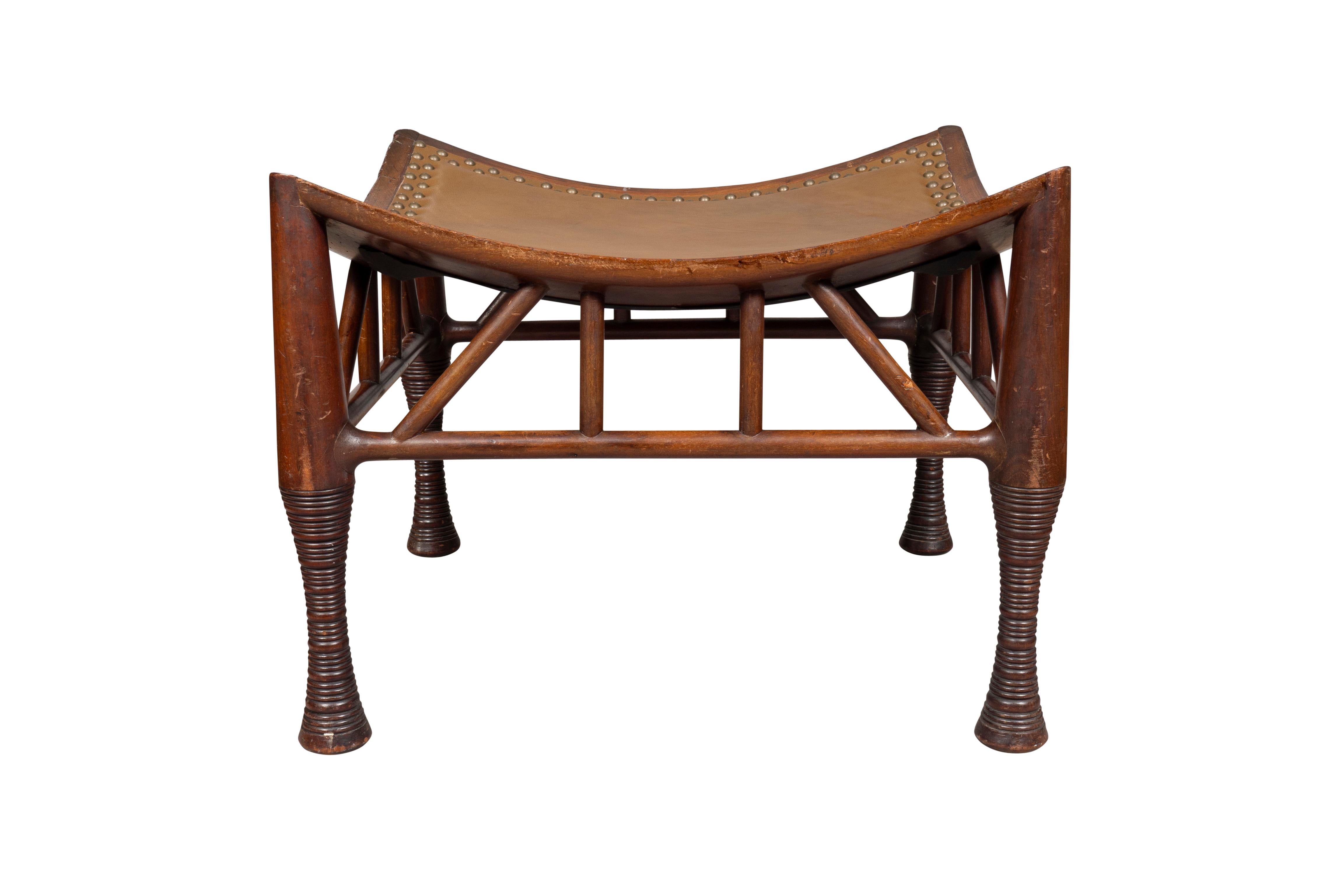 Aesthetic Movement Liberty & Company Mahogany Thebes Stool For Sale