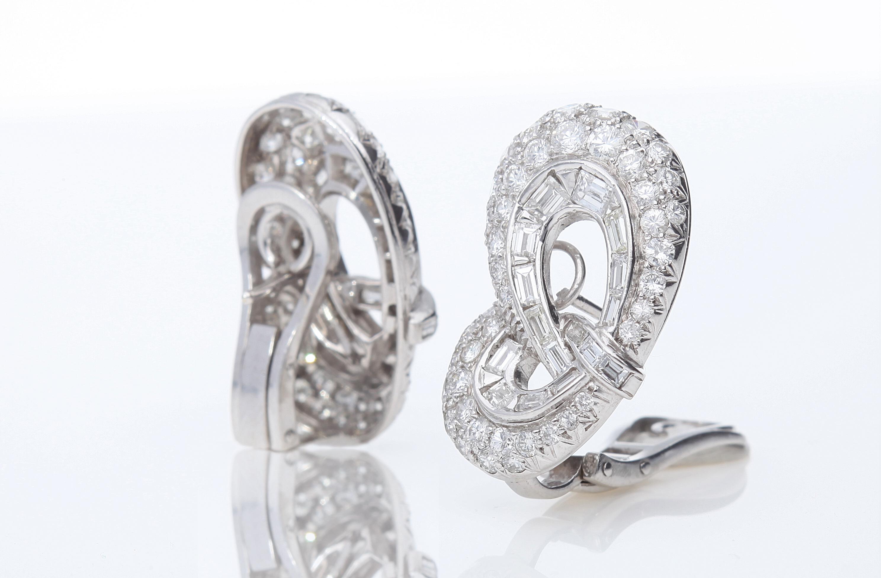 Art Nouveau Liberty earrings with ct 6.00 of diamonds