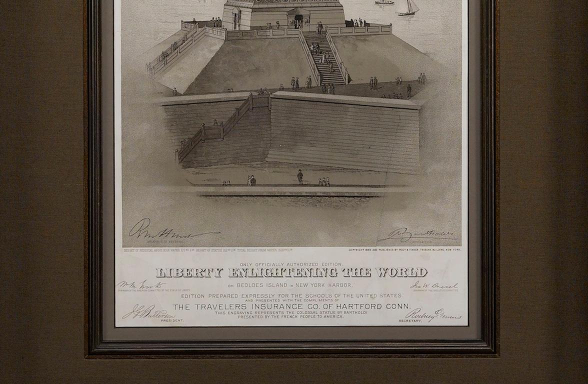 American Statue of Liberty Antique Lithograph and Original Inauguration Invitation, 1883