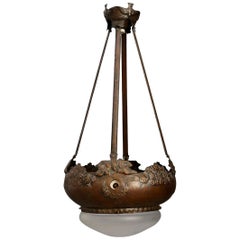 Liberty French Pendant Chandelier in Copper and Opaline Glass