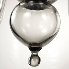 Liberty Glass Chandelier in Blown Murano Glass Grey Fine Italian Art