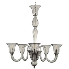Liberty Glass Chandelier in Blown Murano Glass Grey Fine Italian Art