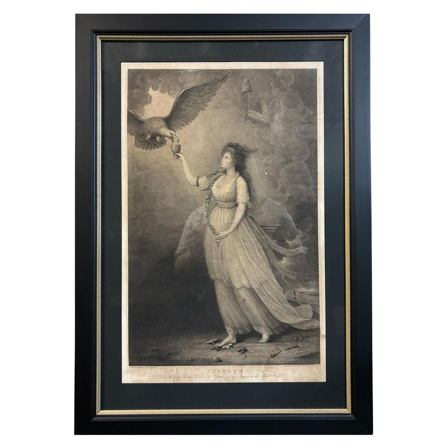 "Liberty In the Form of the Goddess of Youth" Stipple Engraving, E. Savage, 1796 For Sale