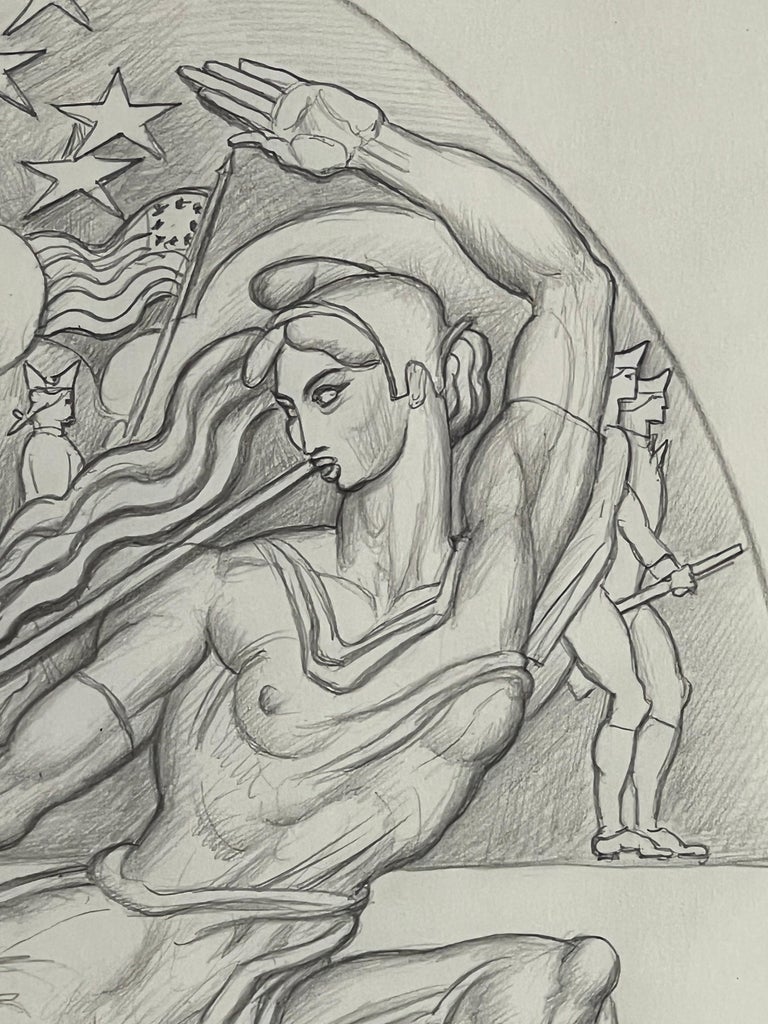 Liberty Is Proclaimed Drawing by Donald De Lue For Sale at 1stDibs