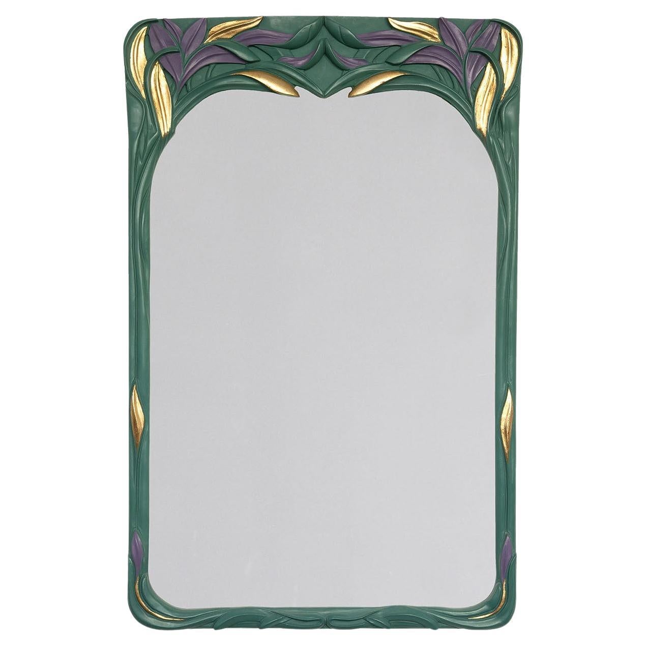 Liberty Leafed Polychrome Limewood Mirror by Spini Firenze