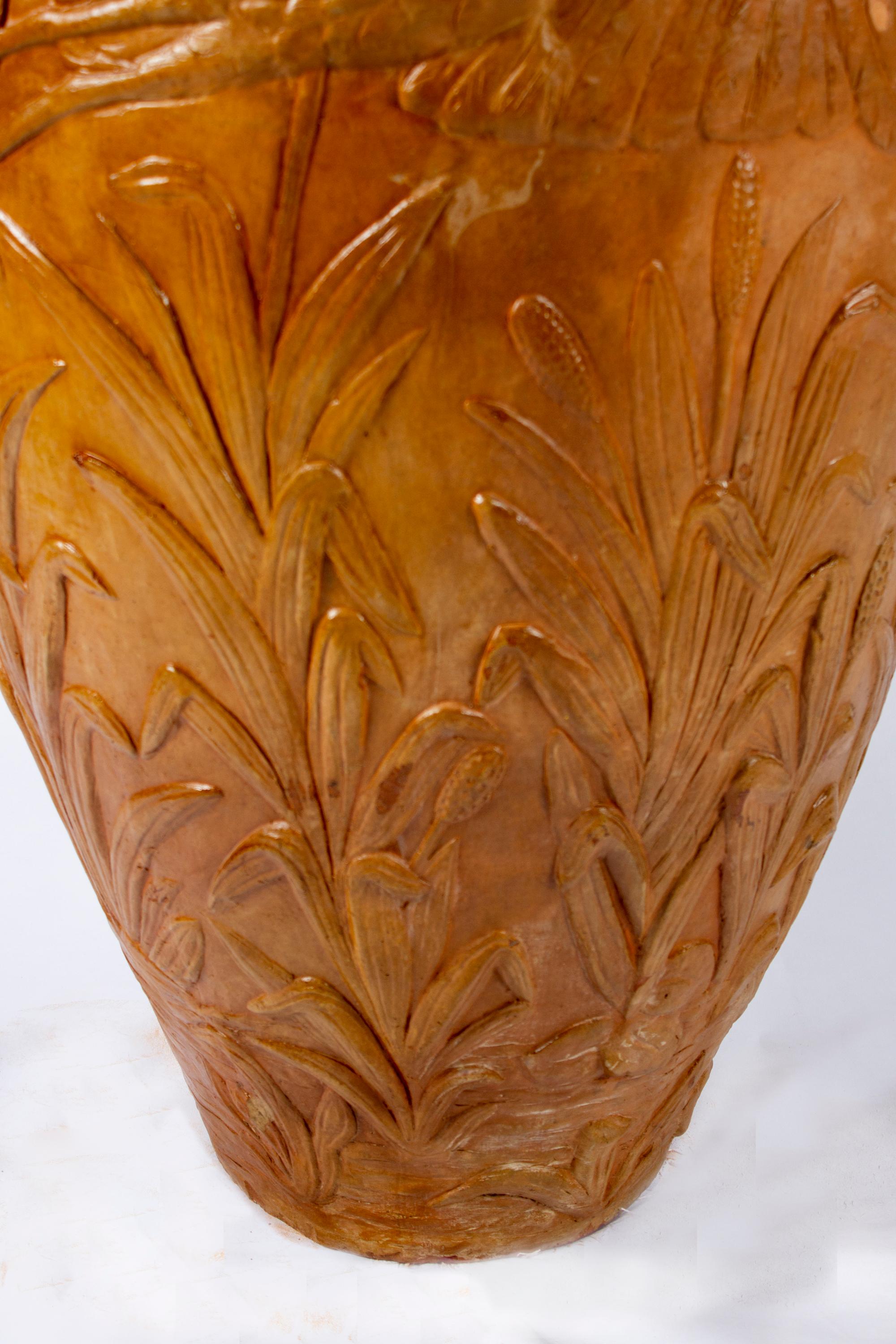 Art Nouveau Liberty Monumental Pair of Terracotta Vases, 1920' For Sale