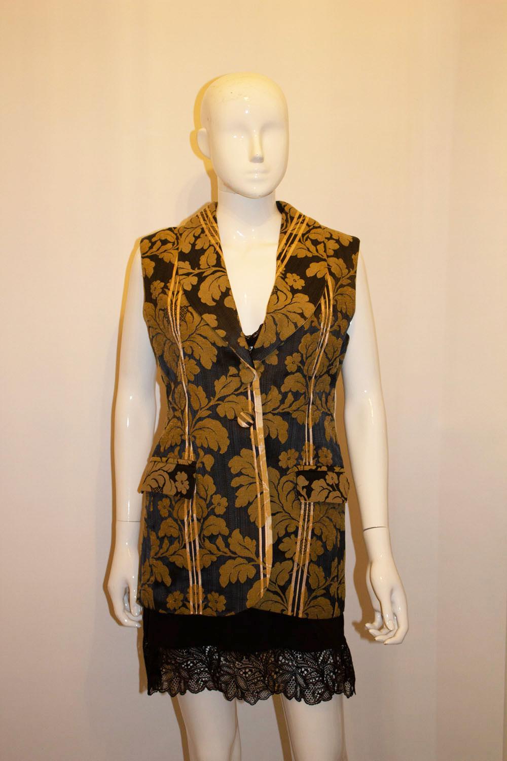Women's or Men's Liberty of London Black and Gold Waistcoat. For Sale