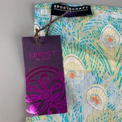 LIBERTY OF LONDON Blue Green Peacock Cotton Pocket Square