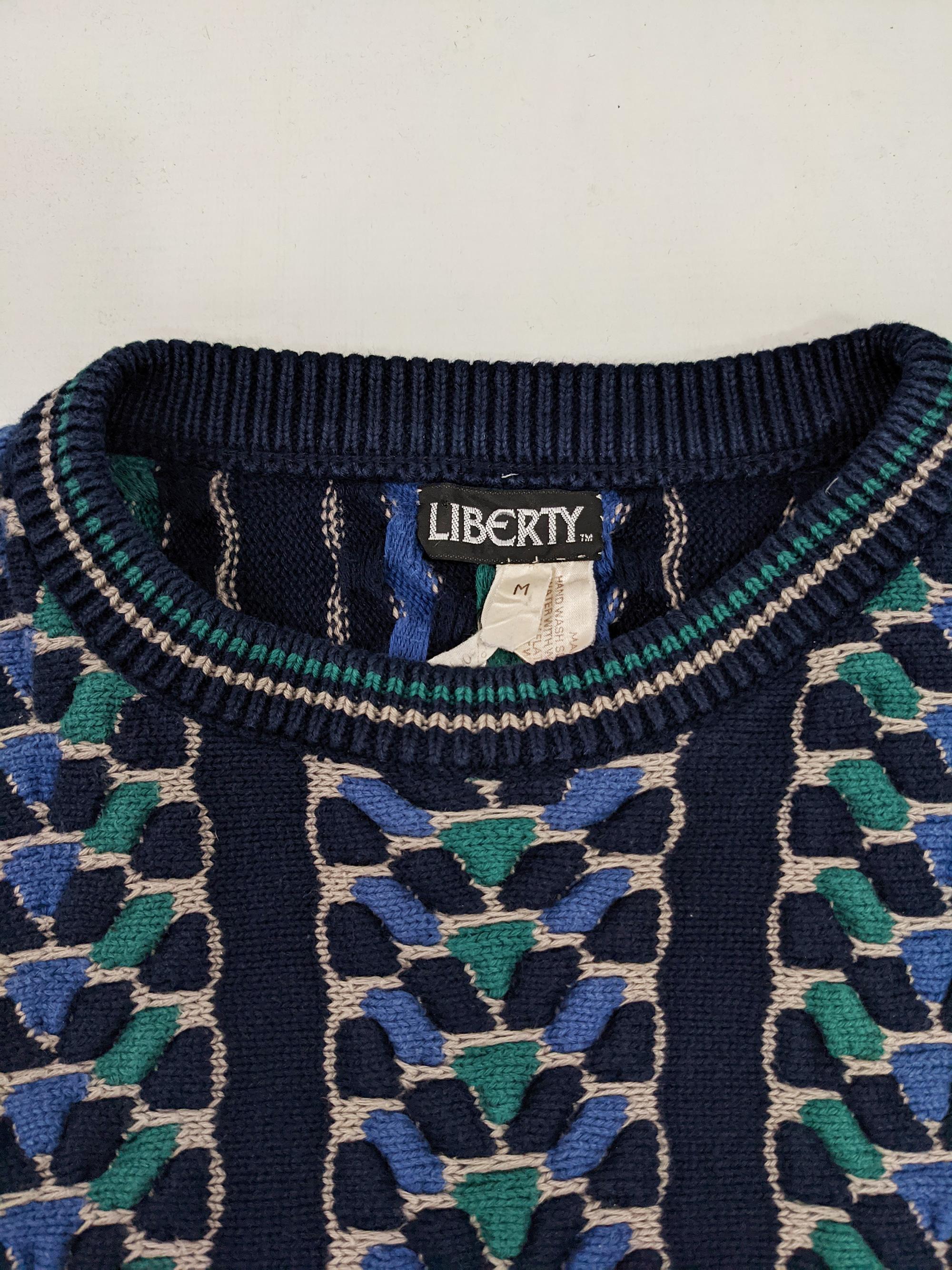 Black Liberty of London Mens Vintage Chunky Textured Knit Jumper