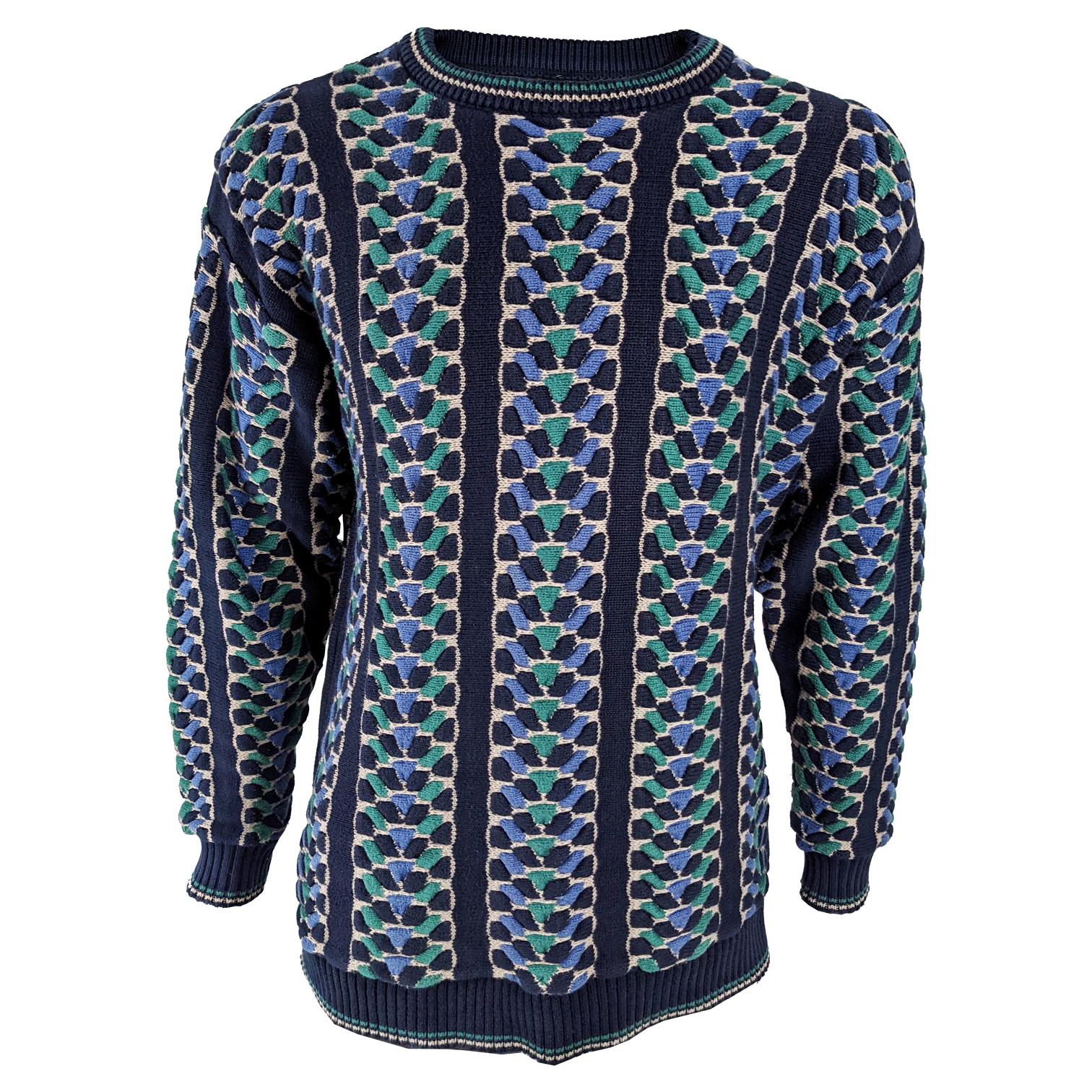 1940s Authentic Vintage Replica Socialite "Blue Mountain" Knit Long Sleeve Sweater in Navy Blue Ropa Ropa para hombre Jerséis Chalecos de punto Retro Men's Knitwear Fair Isle Jumper 