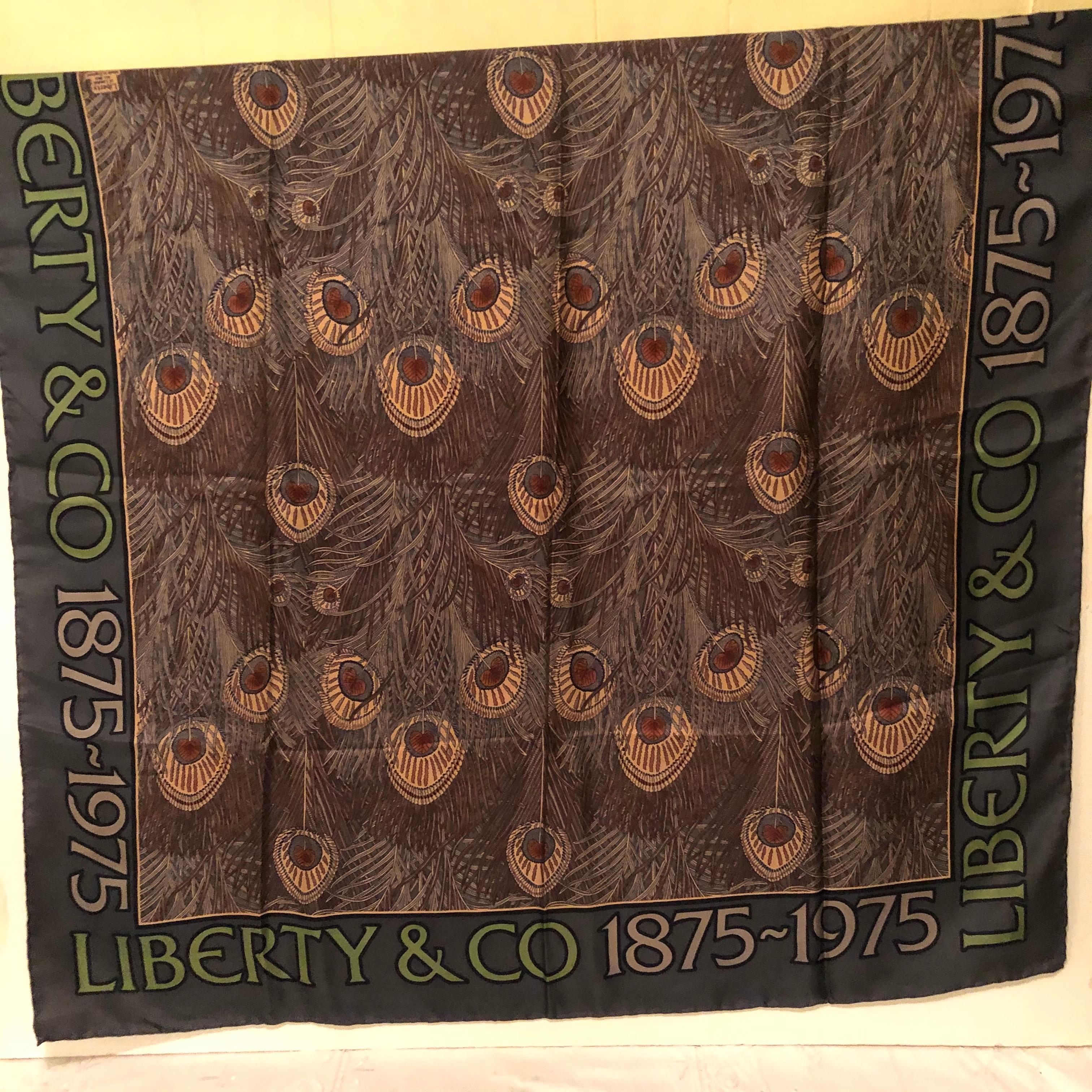 Other Liberty of London Silk Scarf Decorated with Hera Peacock Feathers from 1975 For Sale