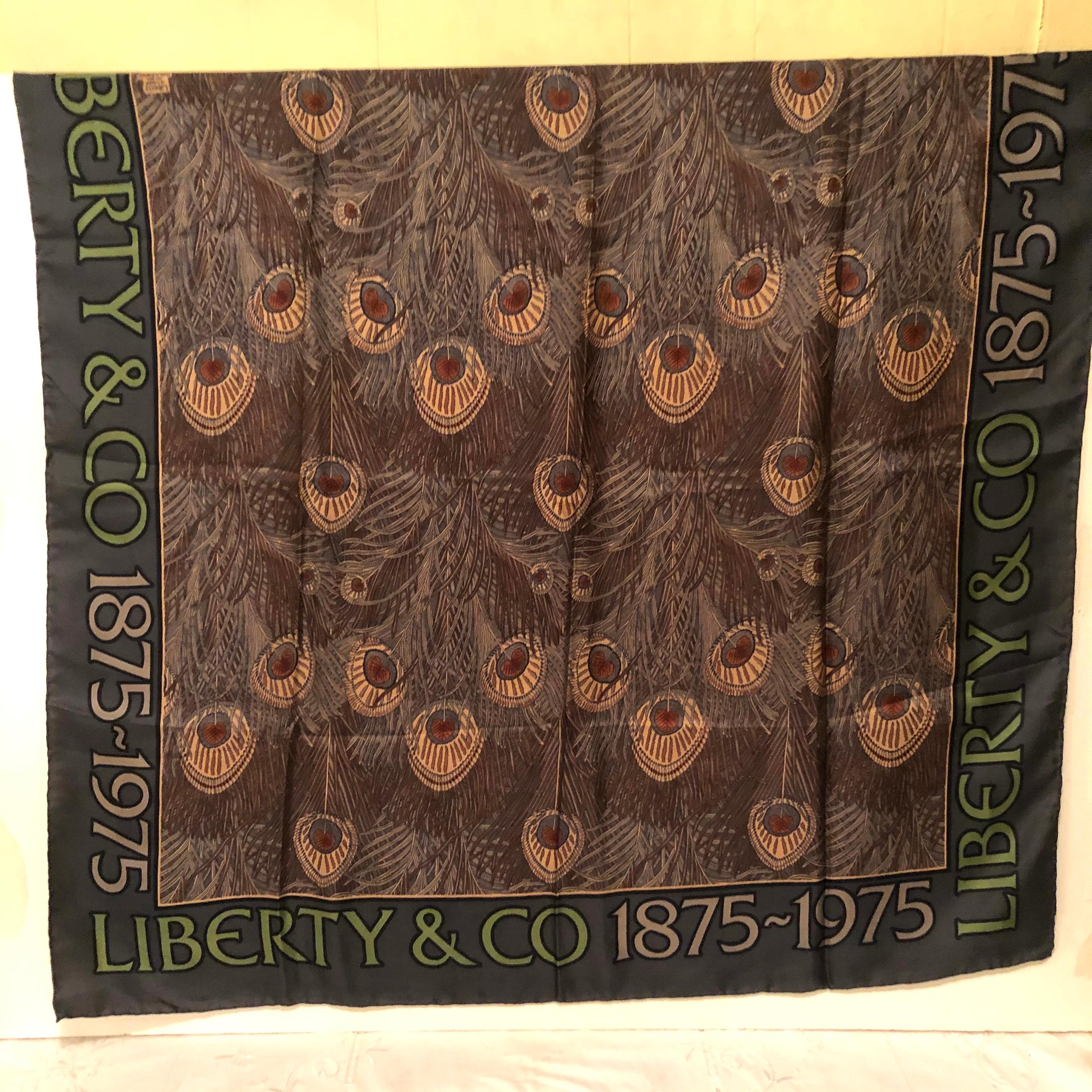 Other Liberty of London Silk Scarf Decorated with Hera Peacock Feathers from 1975 For Sale
