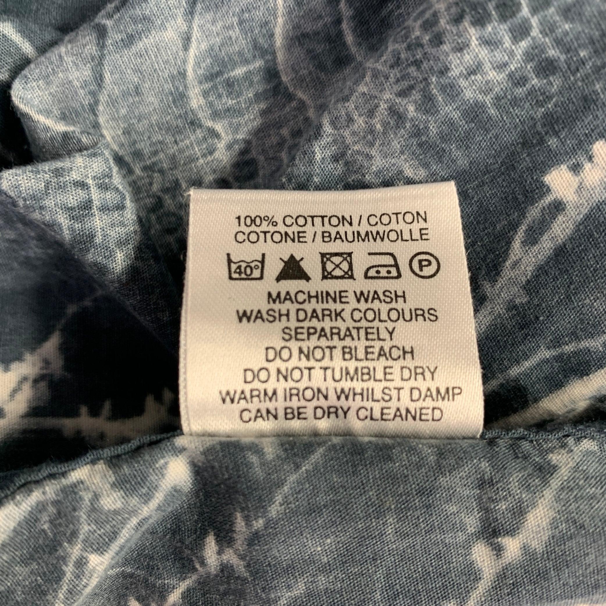 LIBERTY OF LONDON - Camicia a maniche lunghe in cotone astratto bianco marina taglia XL in vendita 2