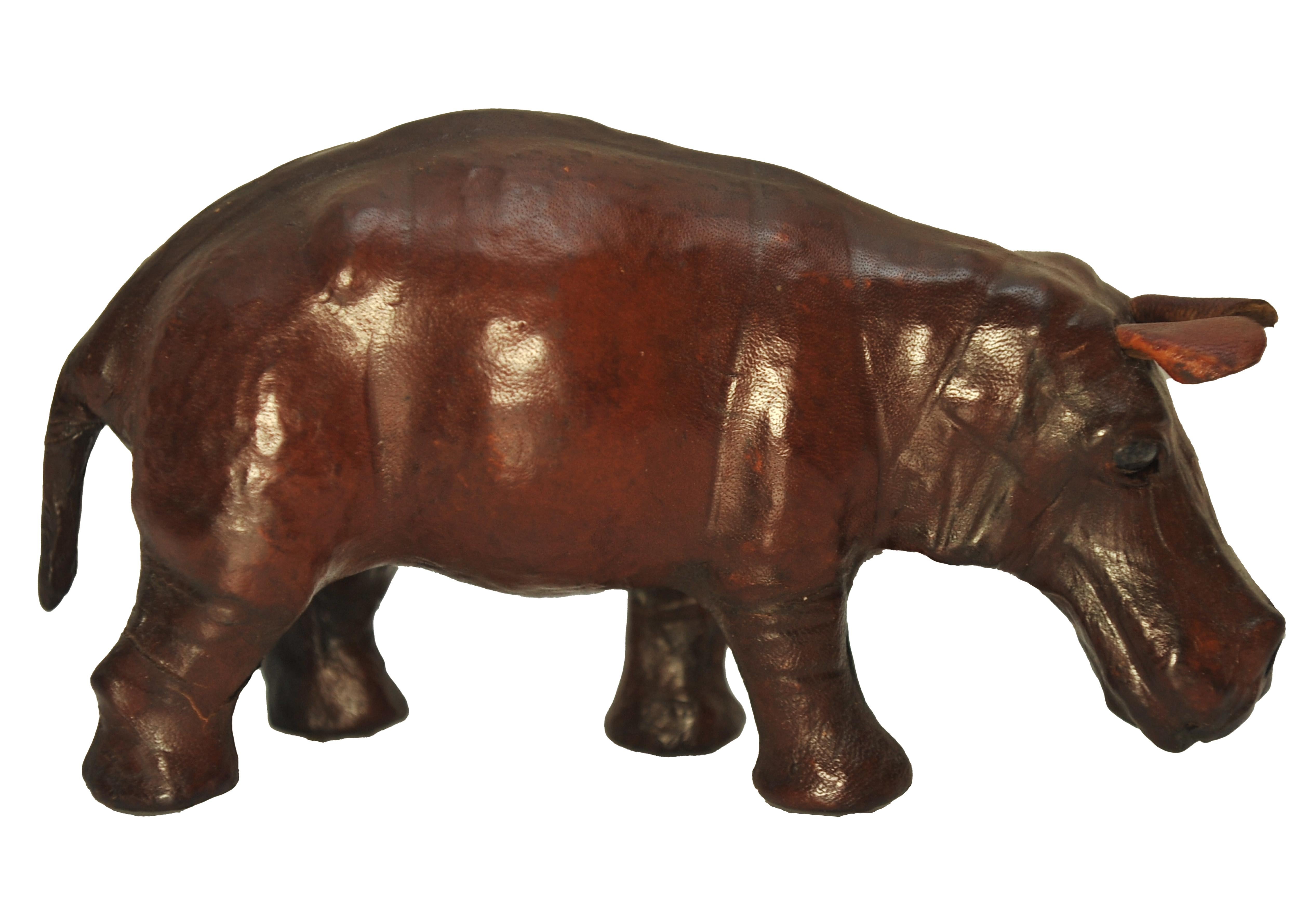 British Liberty of London Small Brown Leather Hippopotamus Decorative Model For Sale