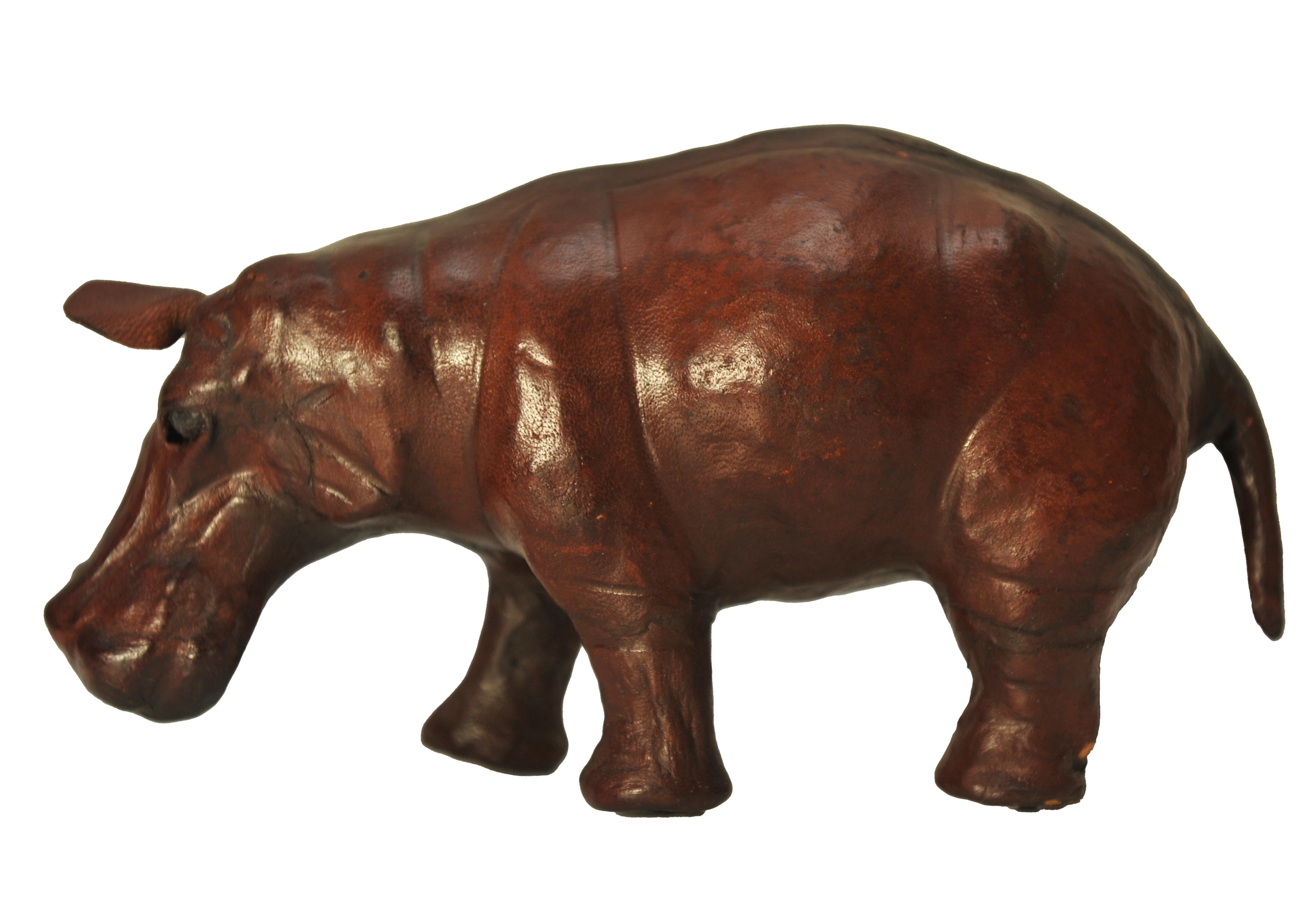 Hand-Crafted Liberty of London Small Brown Leather Hippopotamus Decorative Model For Sale