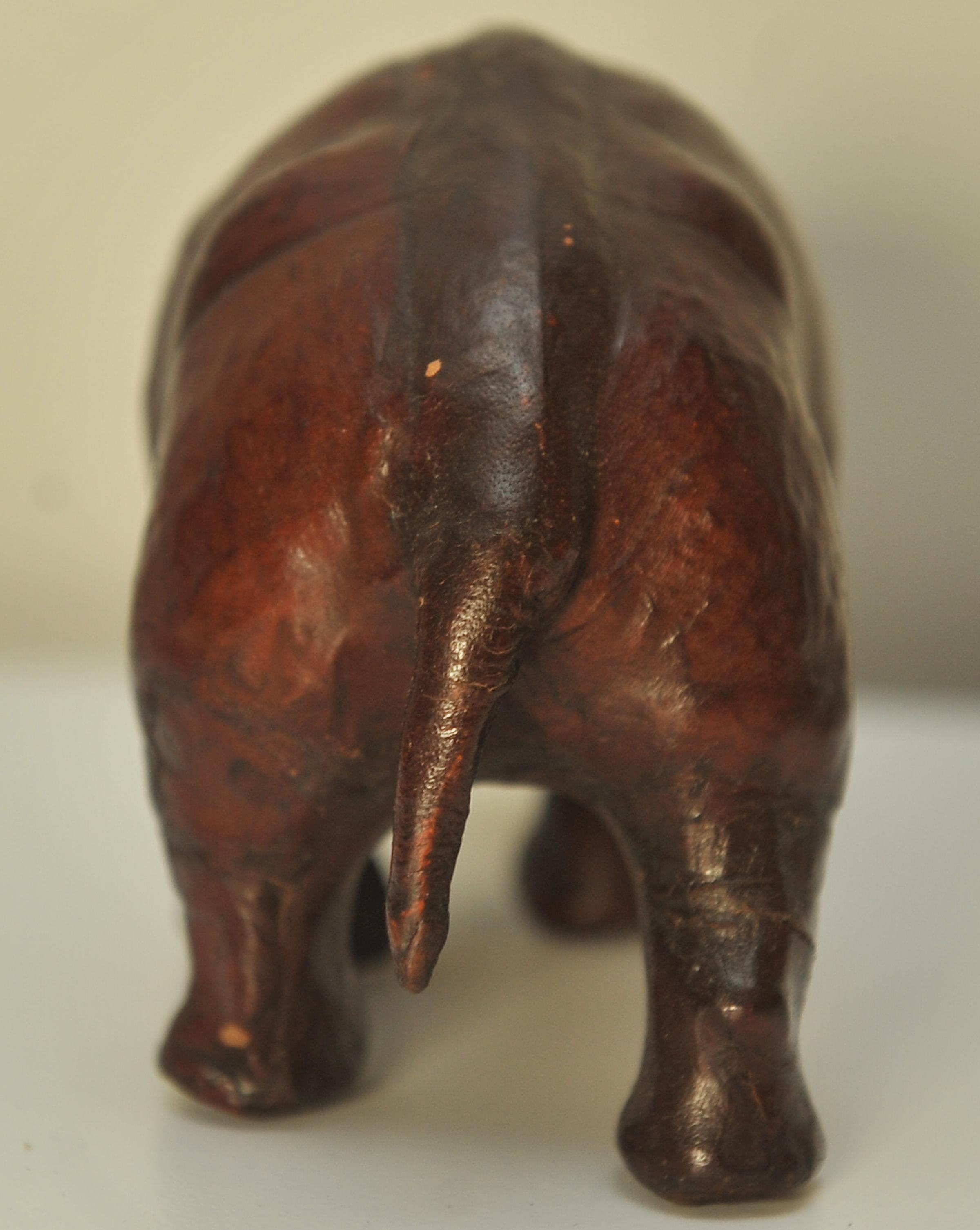 Mid-20th Century Liberty of London Small Brown Leather Hippopotamus Decorative Model For Sale
