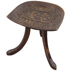 Liberty of London Teak Three-Legged Egyptian-Style Thebes Stool