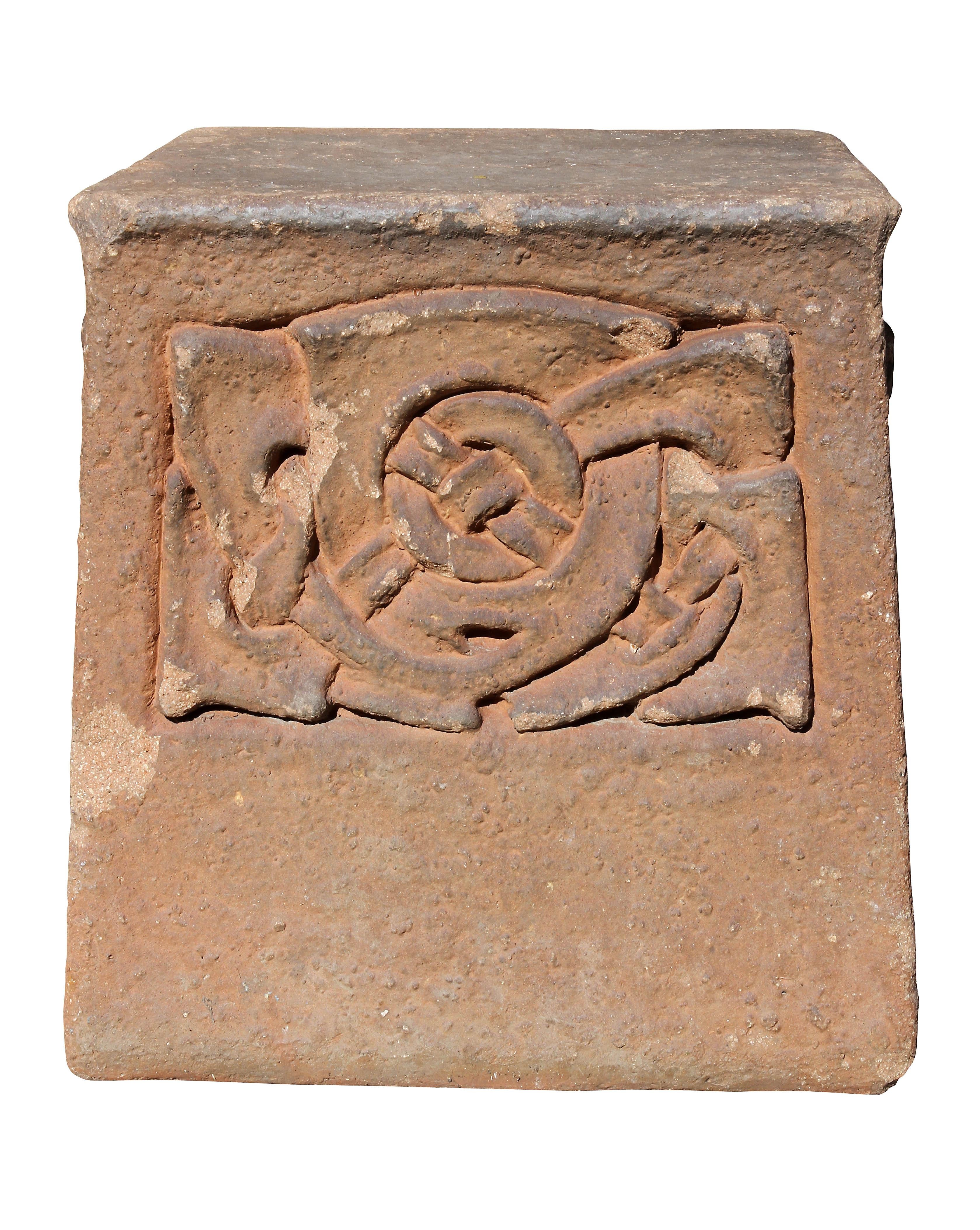 Square with Celtic decoration. Stamped makers mark on side.