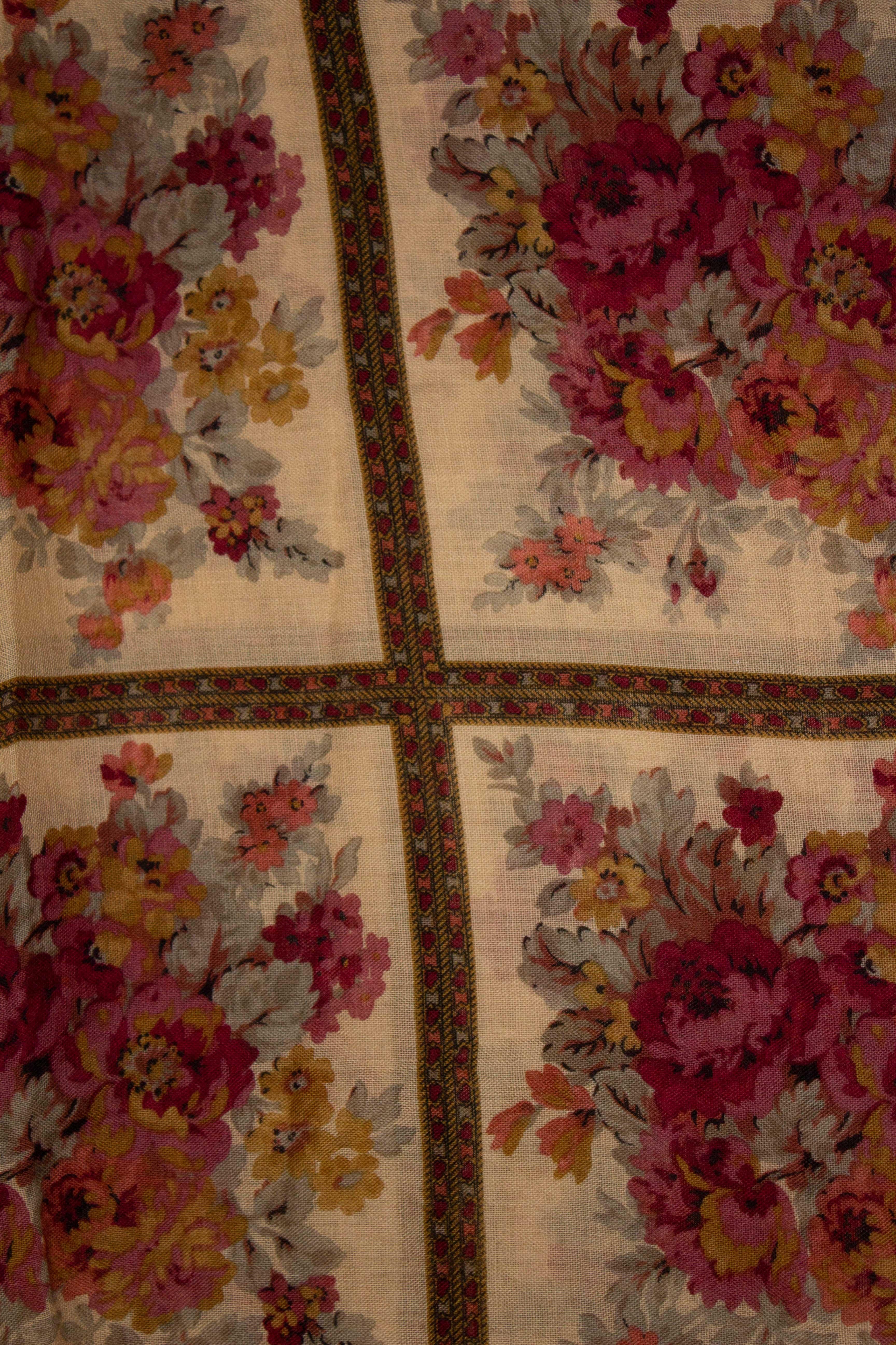Women's or Men's Liberty of London Wool Shawl / Scarf with Floral Design