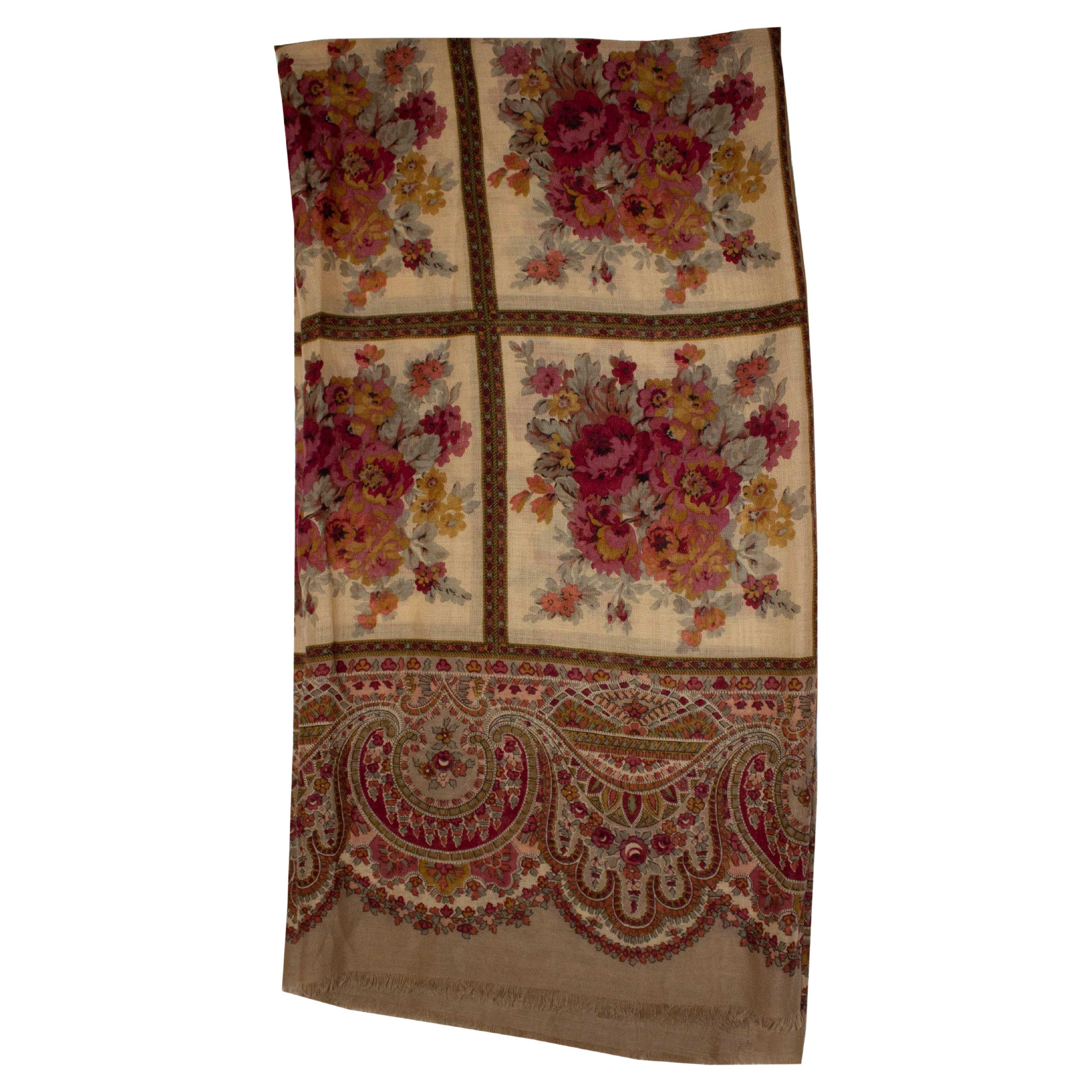 Liberty of London Wool Shawl / Scarf with Floral Design  For Sale