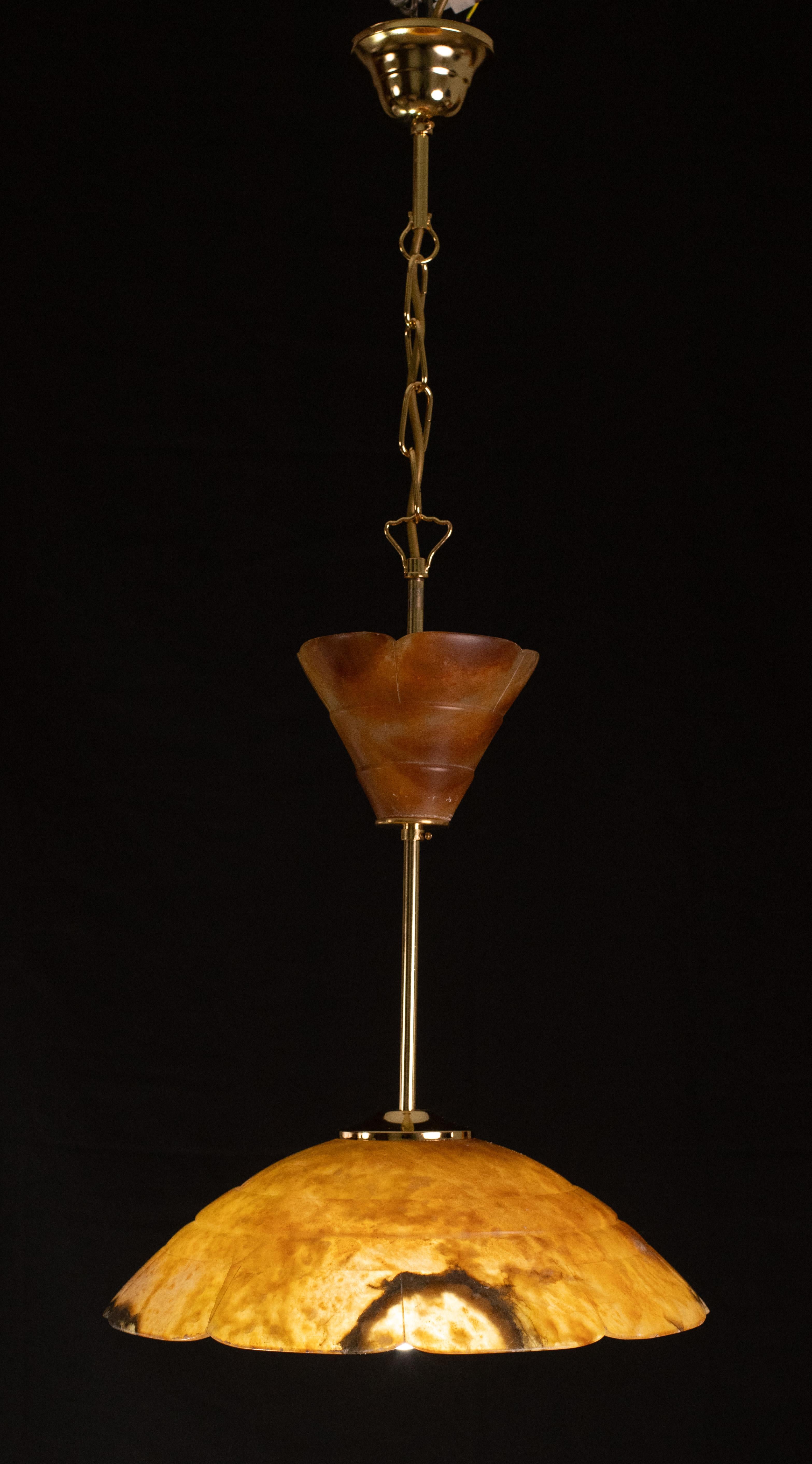 Liberty Orange Alabaster Chandelier, 1950 In Good Condition For Sale In Roma, IT