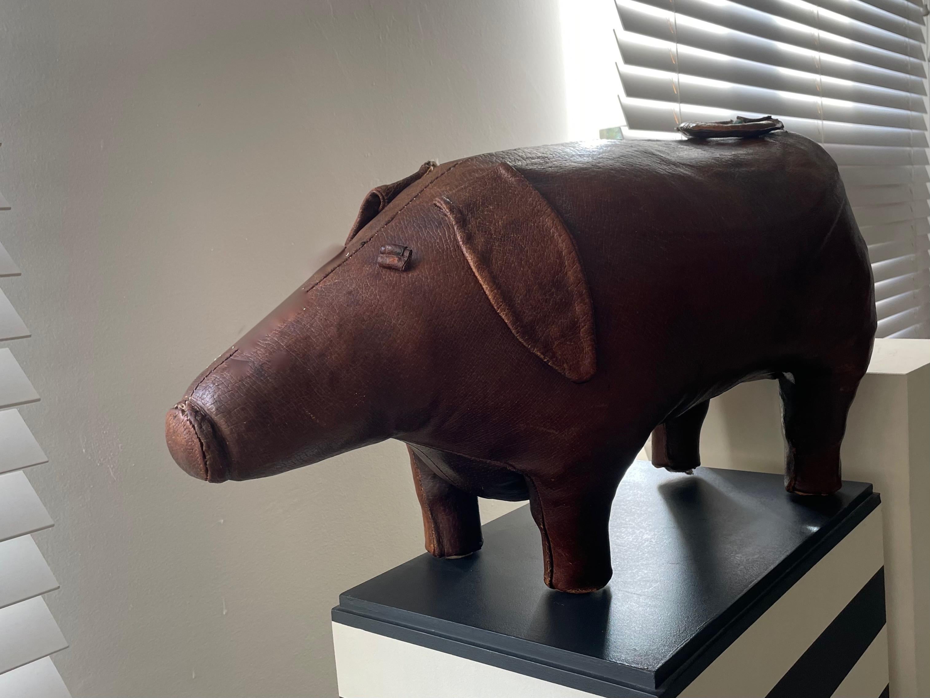Arts and Crafts  Liberty 's Ottoman Leather Pig by Dimitri Omersa For Sale