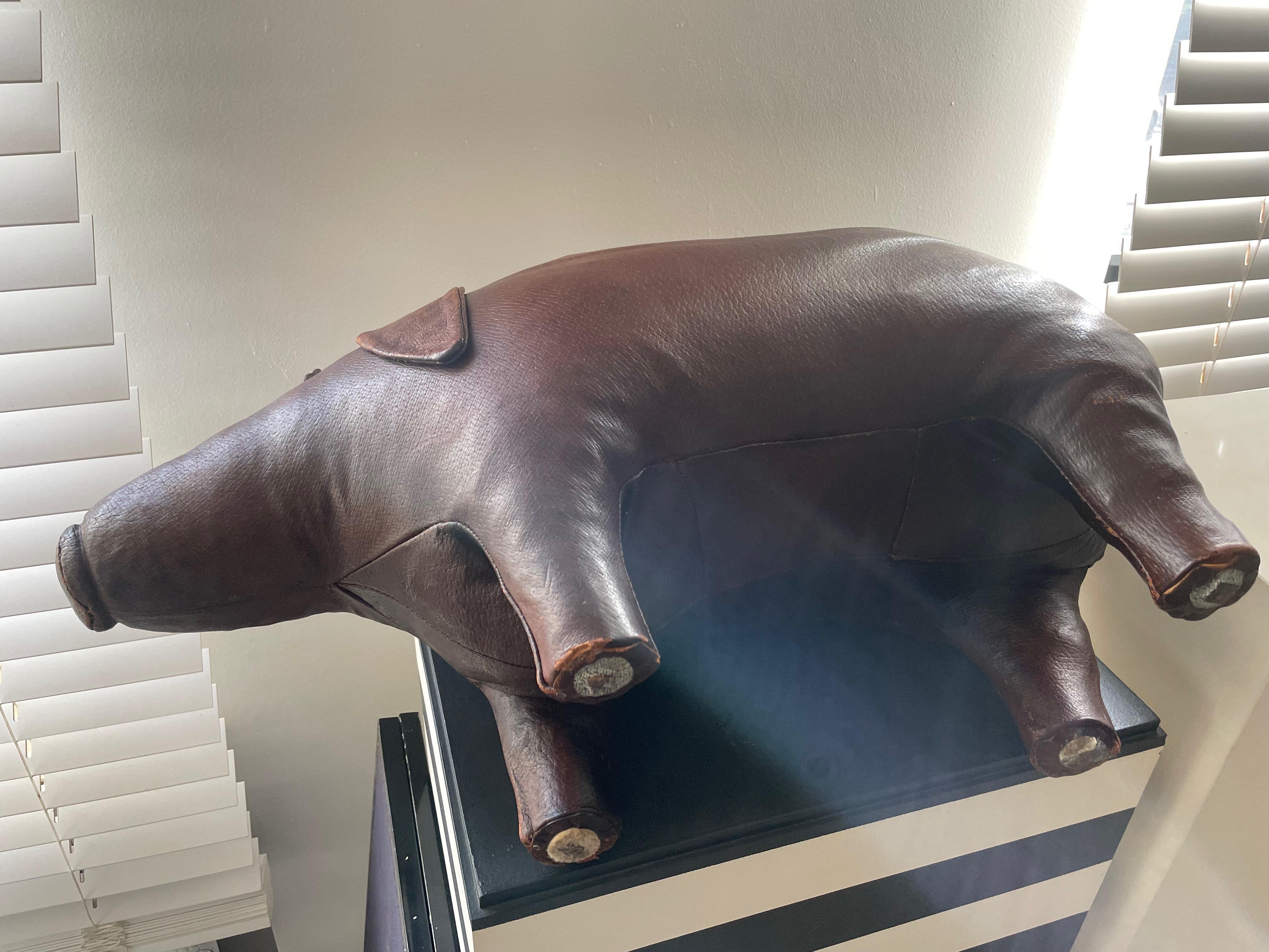British  Liberty 's Ottoman Leather Pig by Dimitri Omersa For Sale