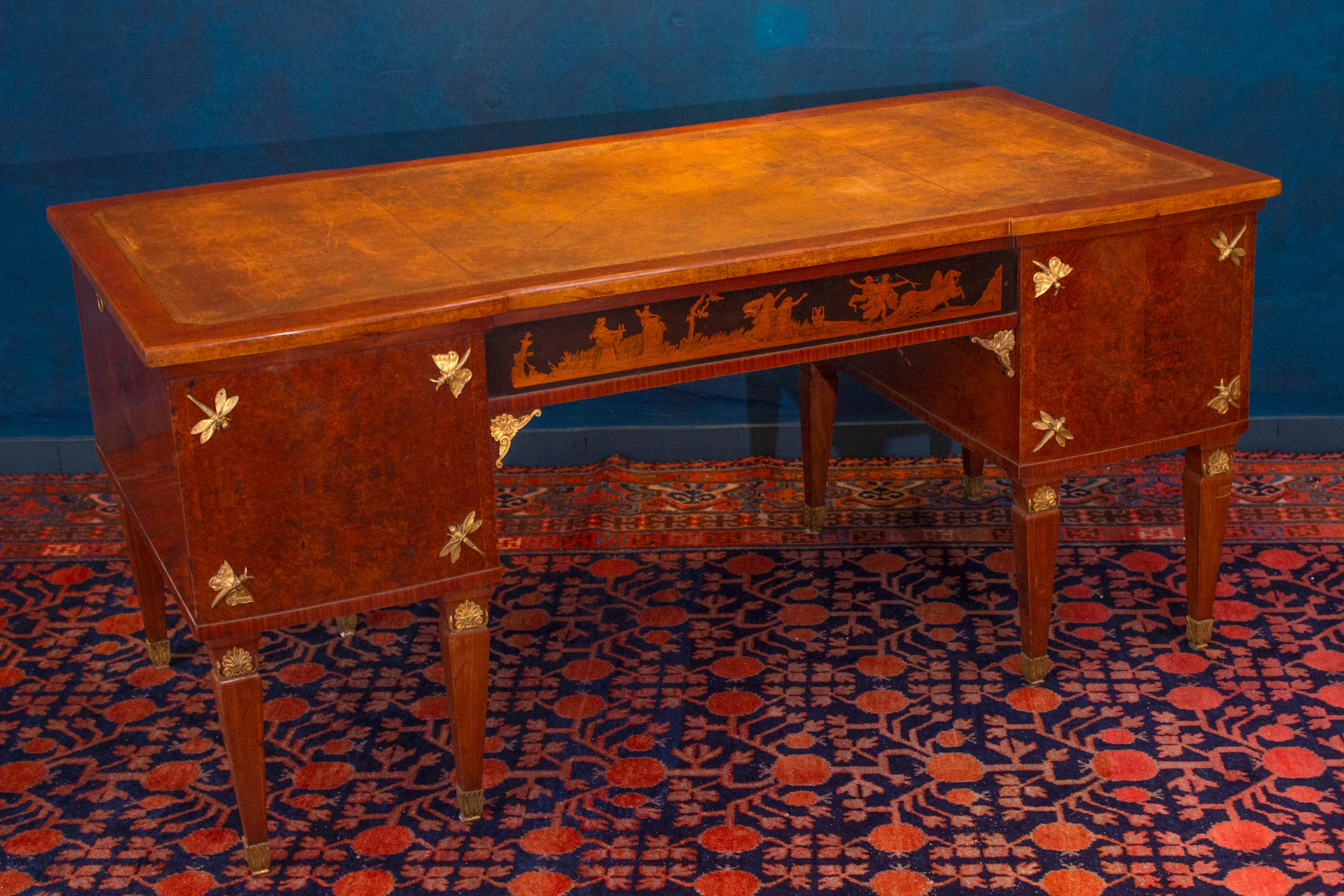 Italian Liberty Outstanding Writing Desk Attributed to V. Ducrot 1930' For Sale