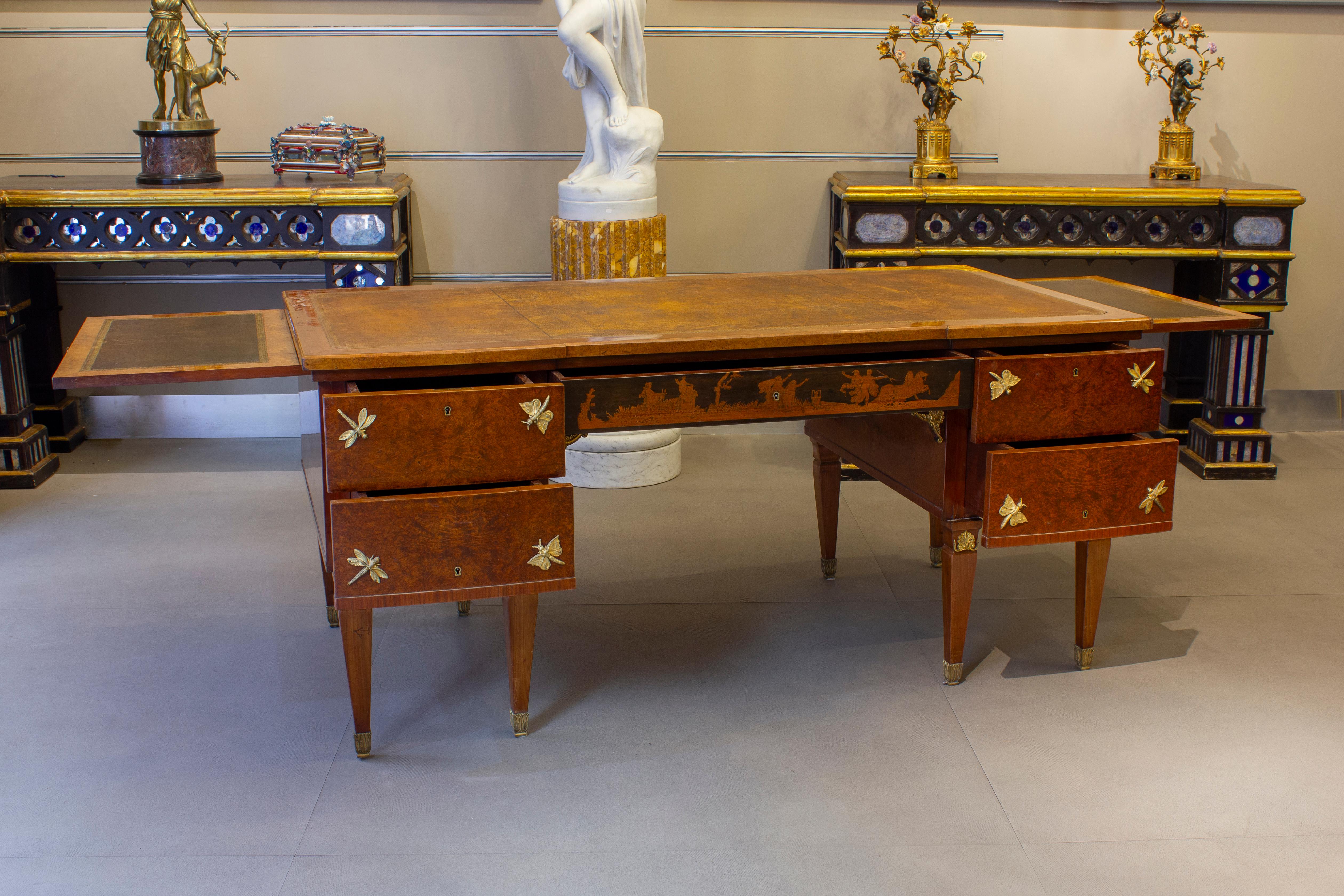 Italian Liberty Outstanding Writing Desk Attributed to V. Ducrot 1930' For Sale