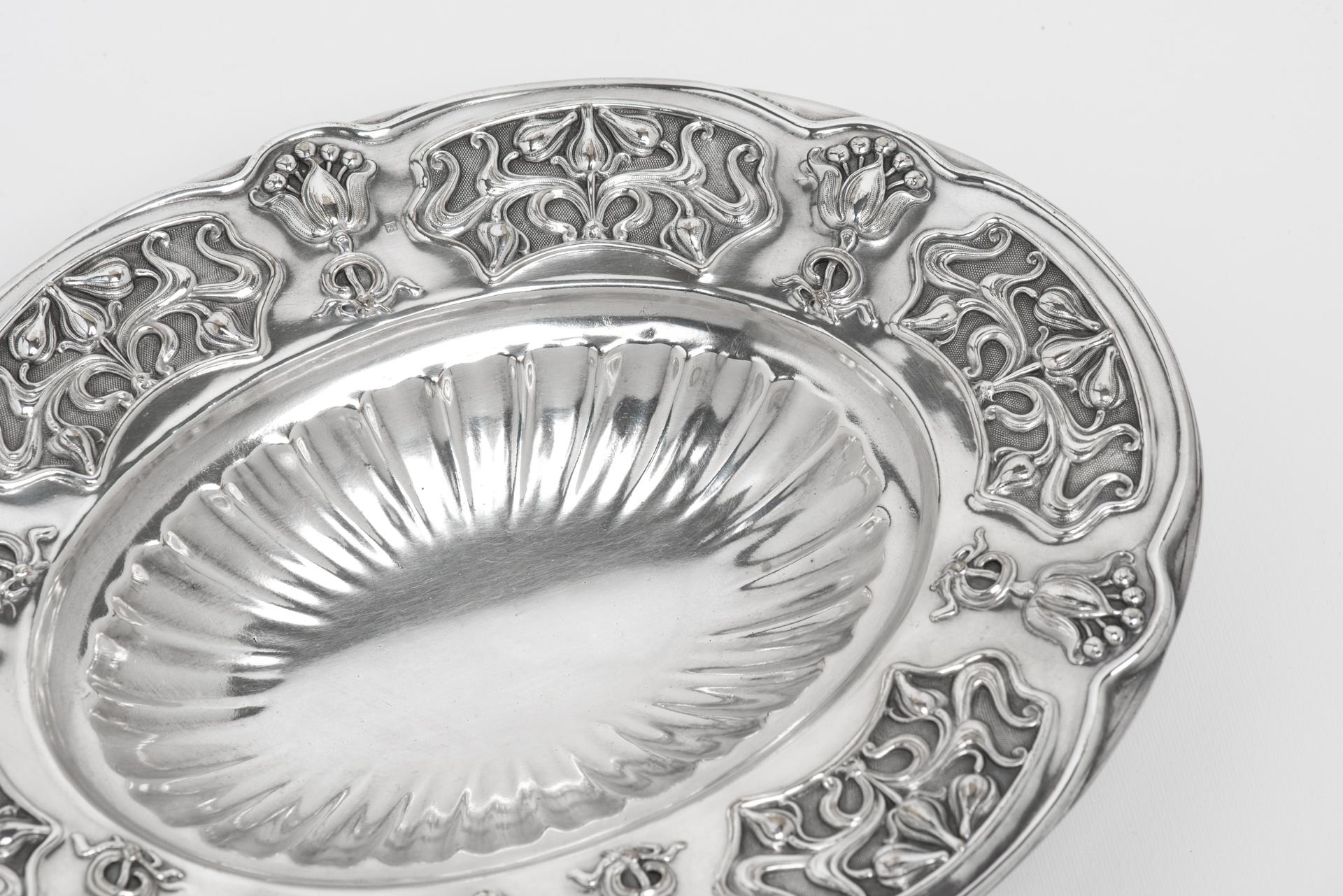 English Liberty Oval Centerpiece in Silver Plate For Sale
