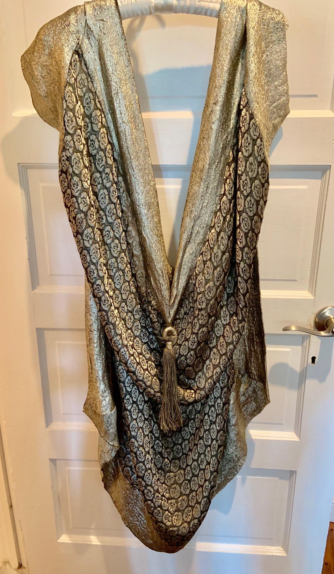 Liberty Paris Black and Silver Lame Cocoon, Cape or Shawl circa 1920 9