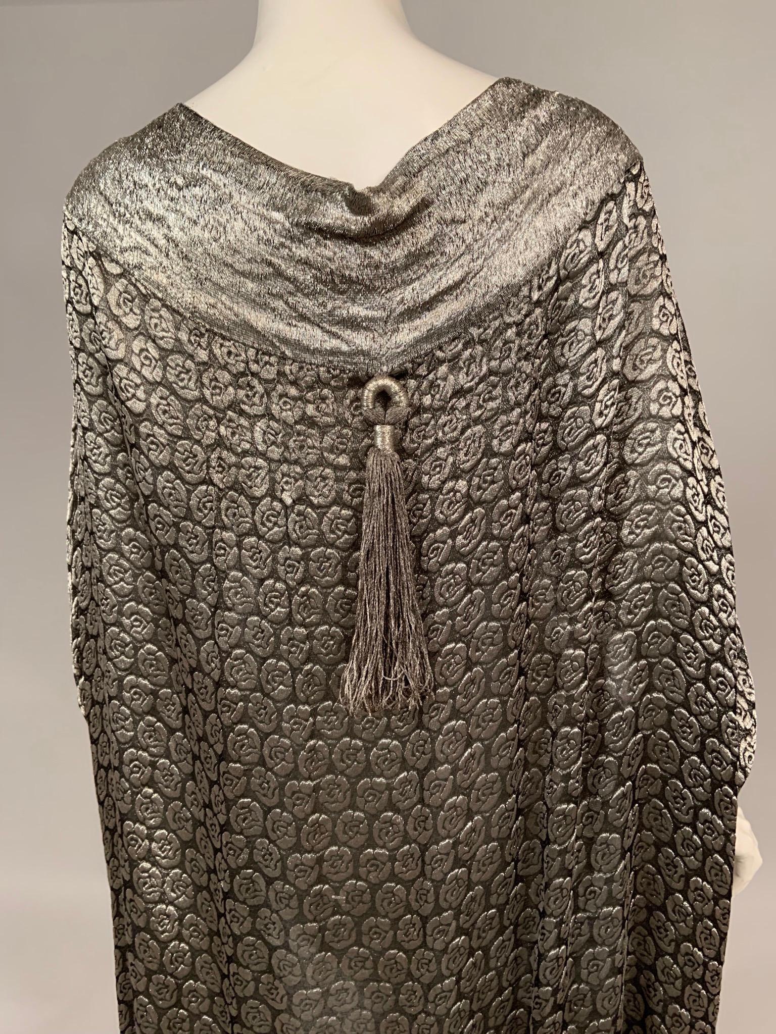 Liberty Paris Black and Silver Lame Cocoon, Cape or Shawl circa 1920 In Excellent Condition In New Hope, PA