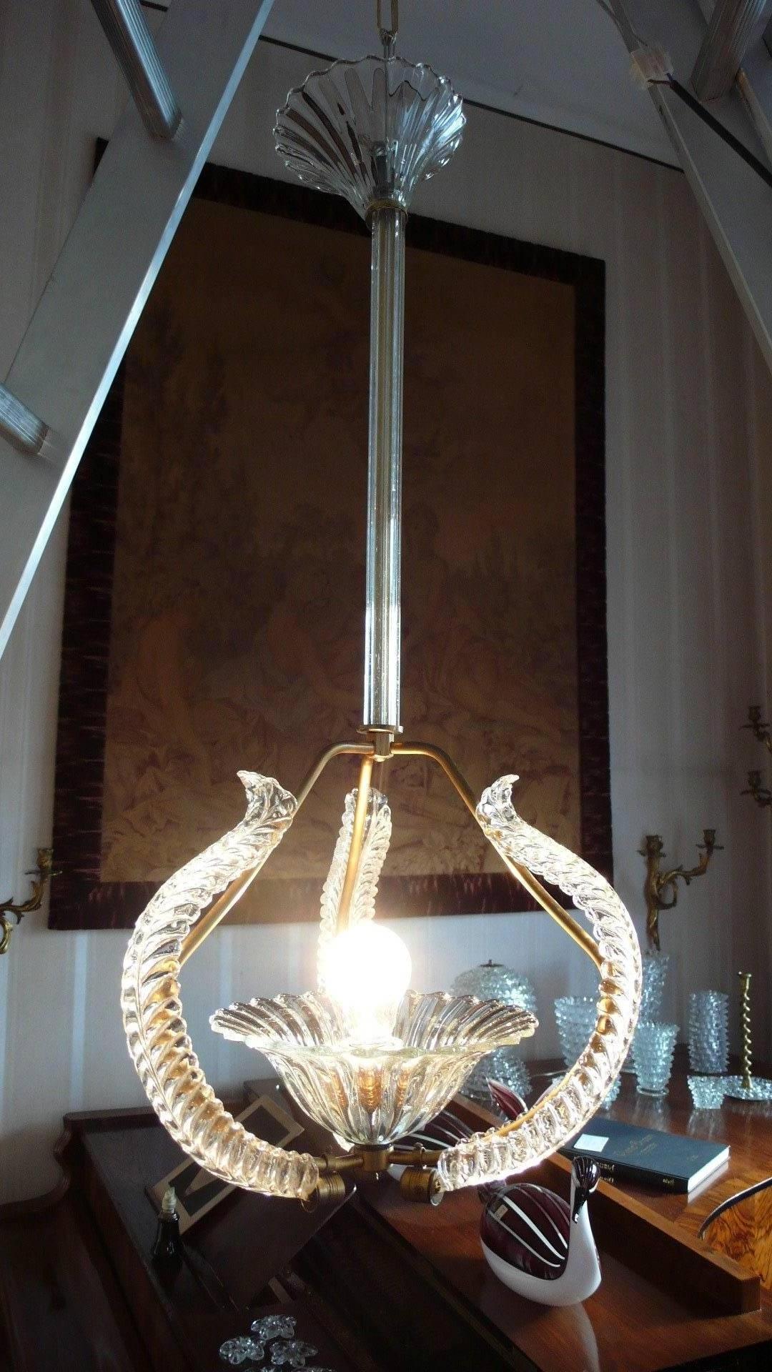 Brass Liberty Pendant by Ercole Barovier, 1940s