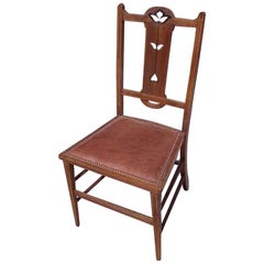 Liberty Style, Arts & Crafts Oak Bedroom Chair with Pewter & Ebony Floral Inlays