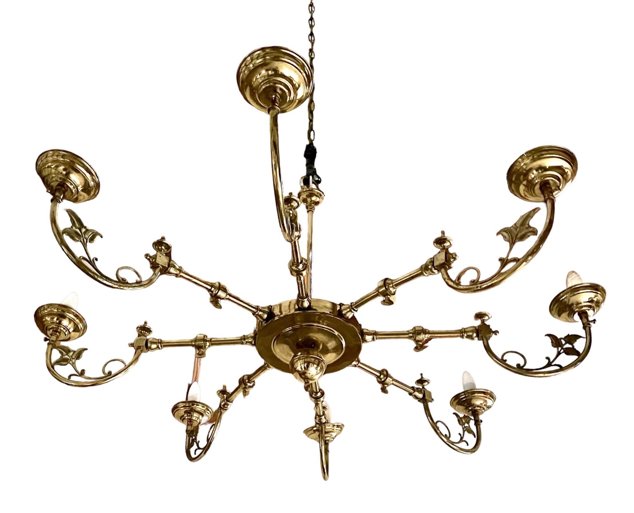 Brass Liberty Style Chandelier Centre Light For Sale