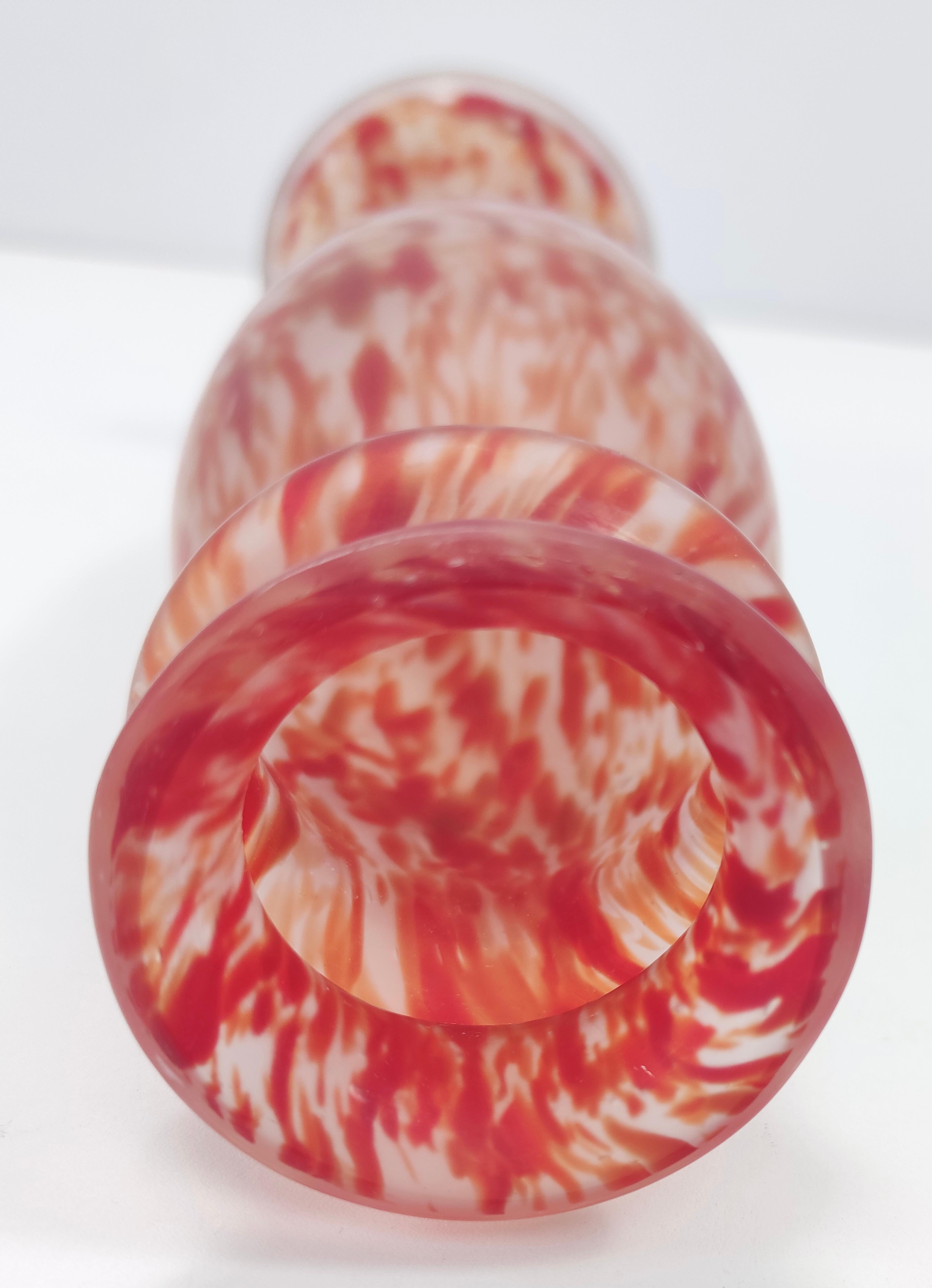 Liberty Style Red / Orange Glass Vase by Legras, France 2