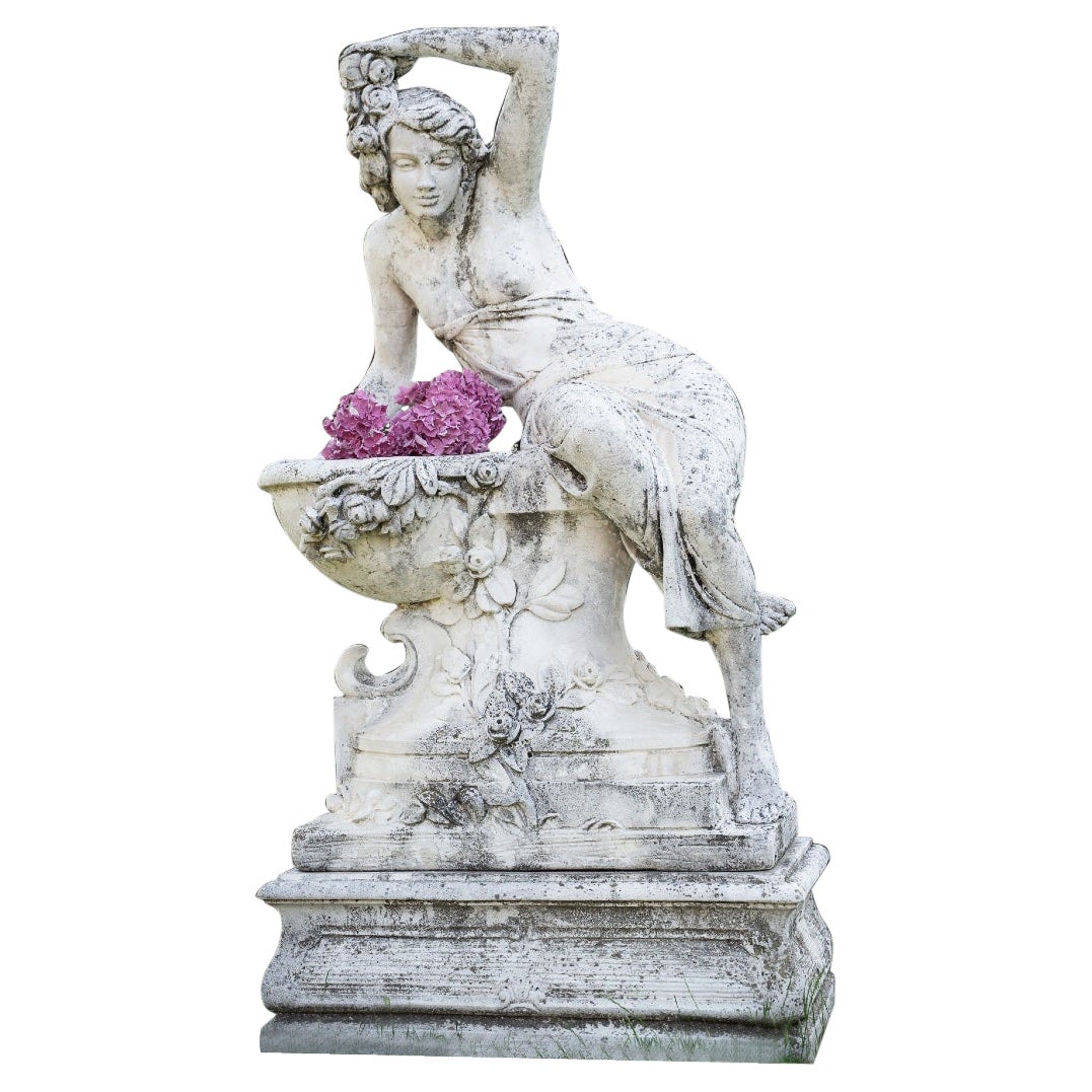 Liberty-Style Marble-Grit Sculpture of a Seated Female Figure, 1930s