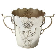 Liberty Style Silvered Brass Ice Bucket / Wine Cooler or Vase by Carl Deffner