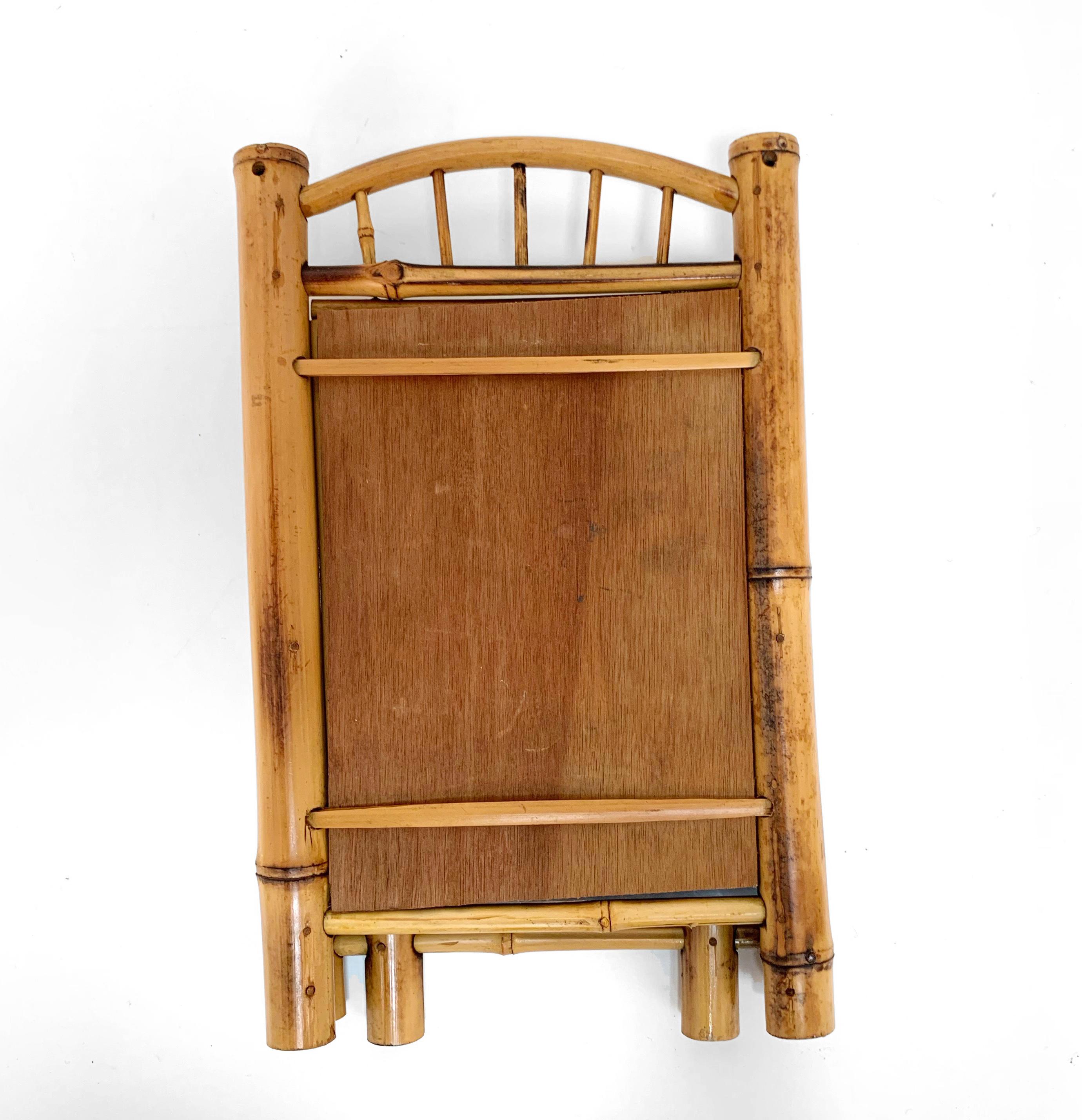 Liberty Table Mirror, Bamboo, Rattan and Wood, Foldable, France, 1920s For Sale 11