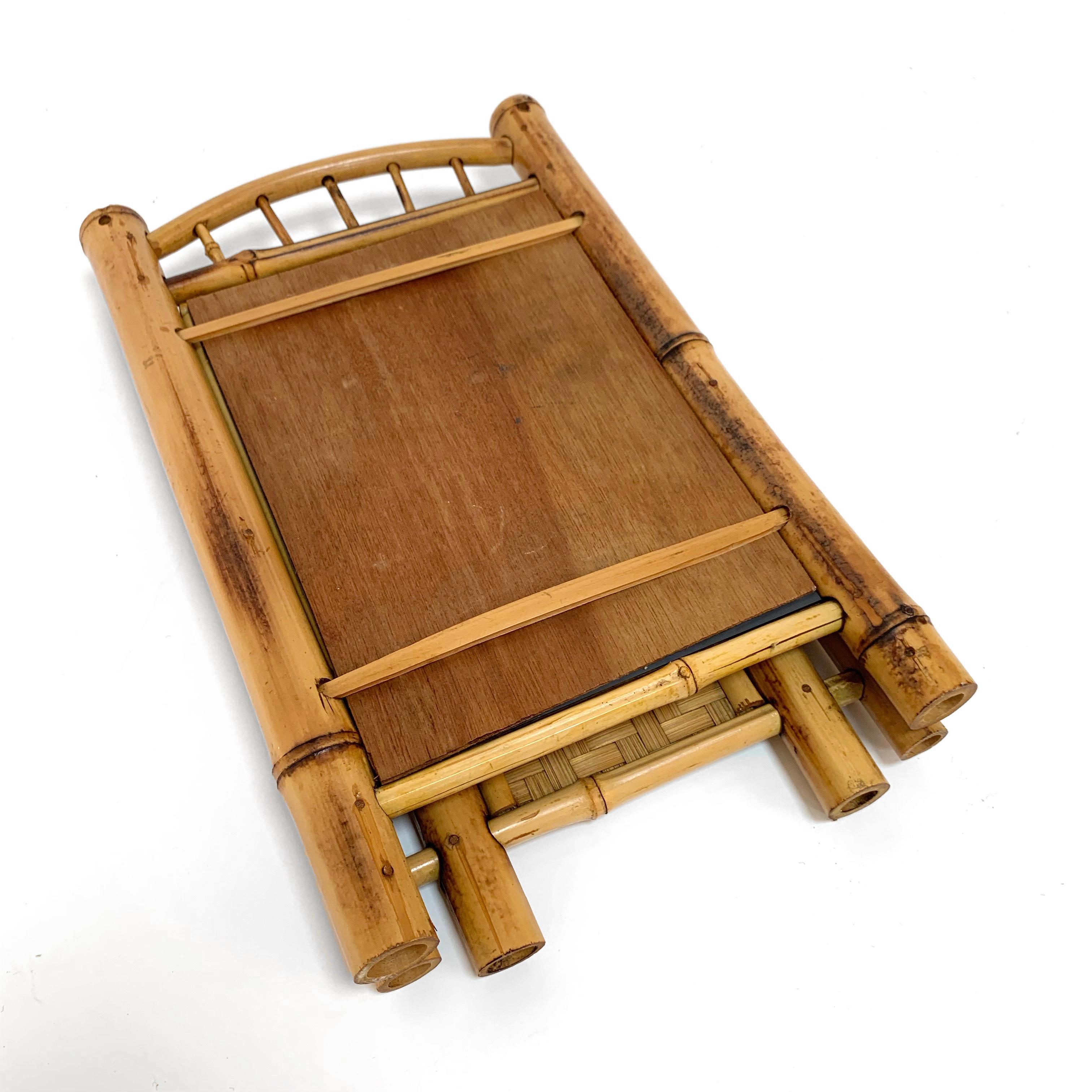 Liberty Table Mirror, Bamboo, Rattan and Wood, Foldable, France, 1920s For Sale 12