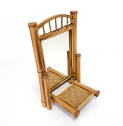 Liberty Table Mirror, Bamboo, Rattan and Wood, Foldable, France, 1920s