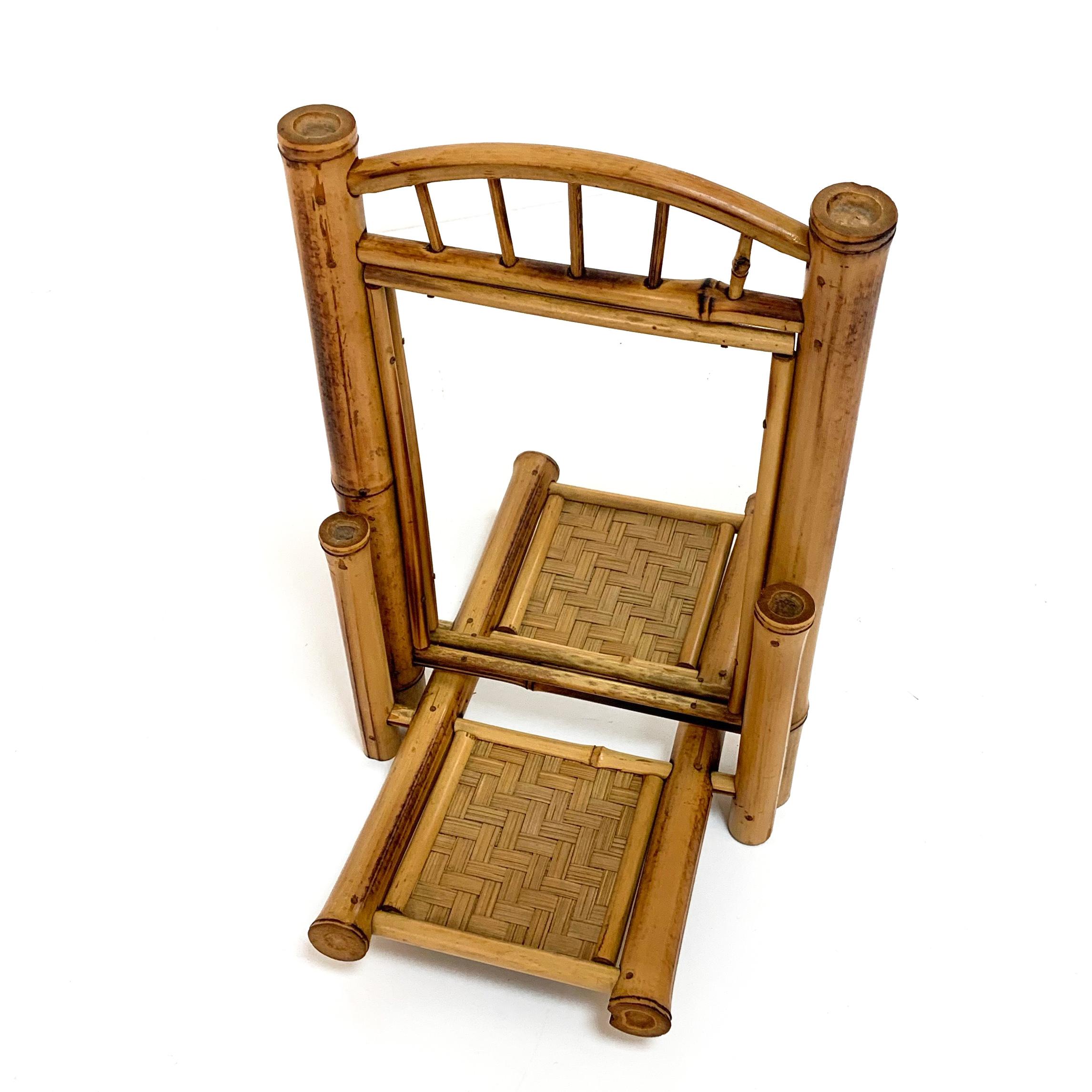 20th Century Liberty Table Mirror, Bamboo, Rattan and Wood, Foldable, France, 1920s For Sale