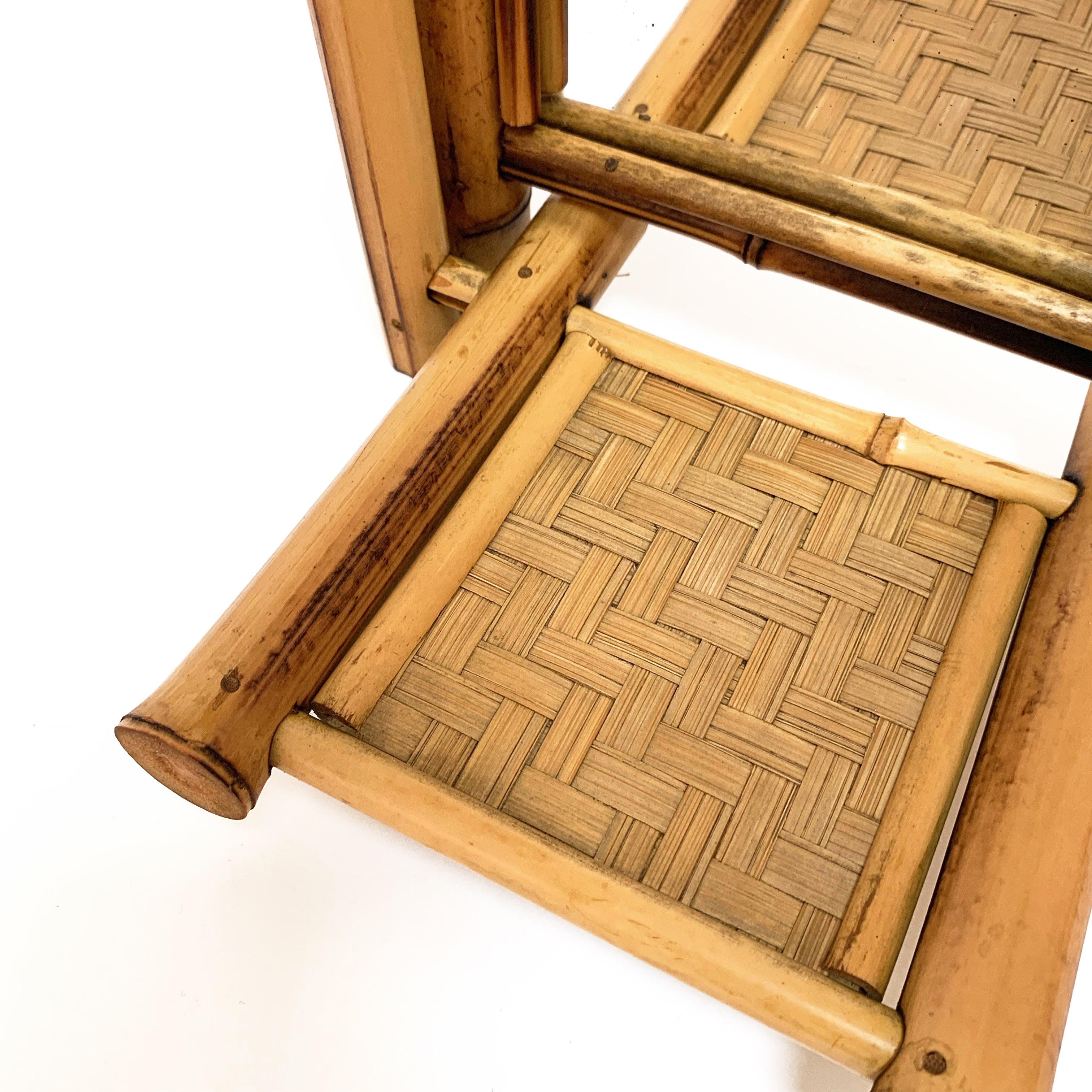 Liberty Table Mirror, Bamboo, Rattan and Wood, Foldable, France, 1920s For Sale 1