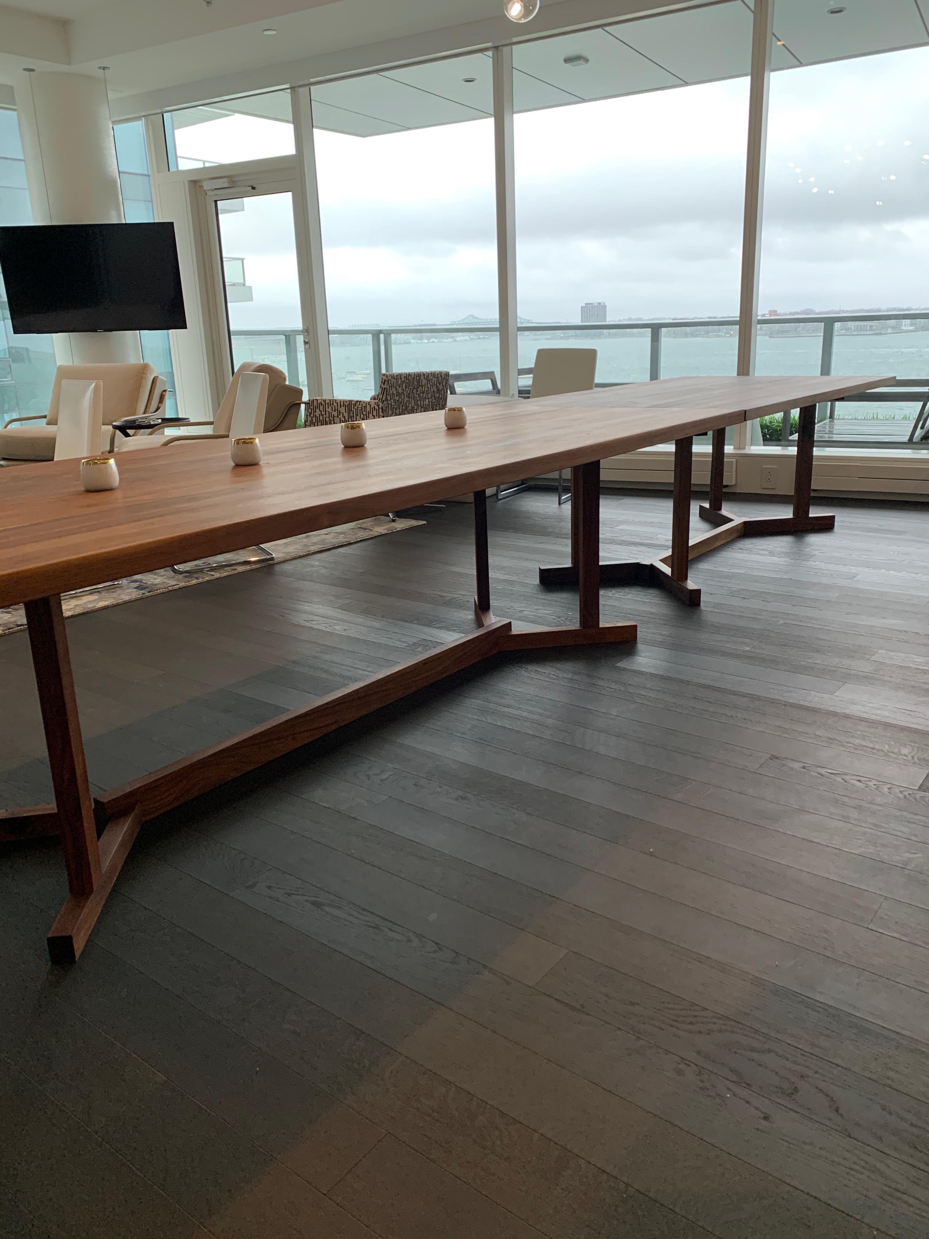 Liberty Trestle Table in Walnut by Hopes Woodshop In Excellent Condition For Sale In Three Rivers, MA