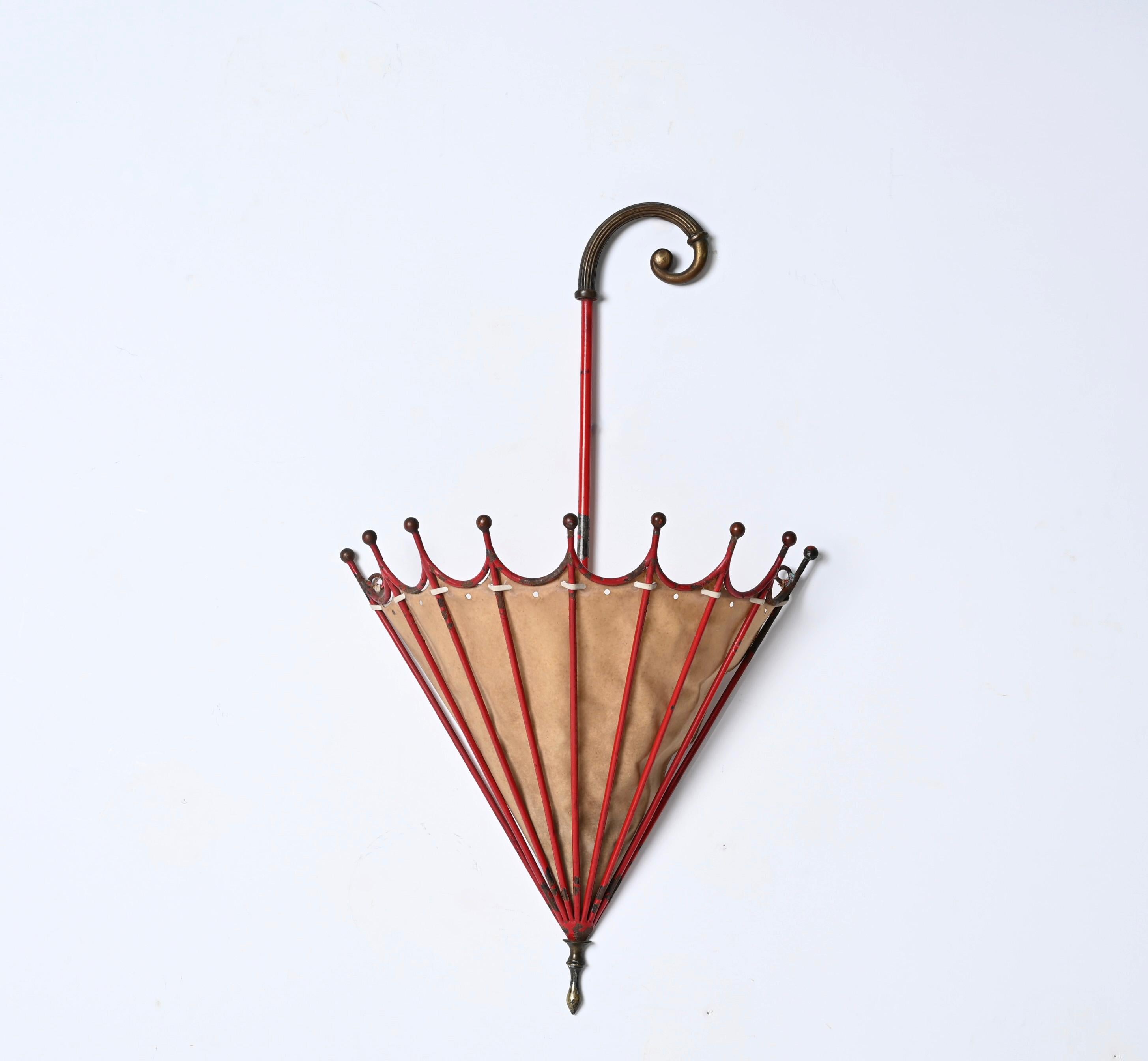 Liberty Umbrella-Shaped Sconce in Iron, Brass and Parchment, Italy 1920s 9