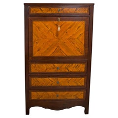 Secretaire Liberty in legno di noce e radice di ulivo, anni '20
