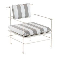 Liberty White and Yellow Outdoor Armchair with Iron Frame