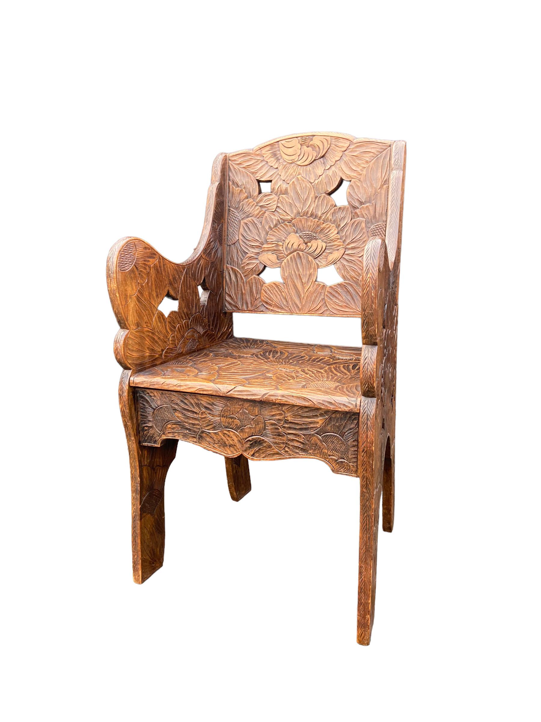 Hand-Carved Liberty & Co Chair, 1910s For Sale